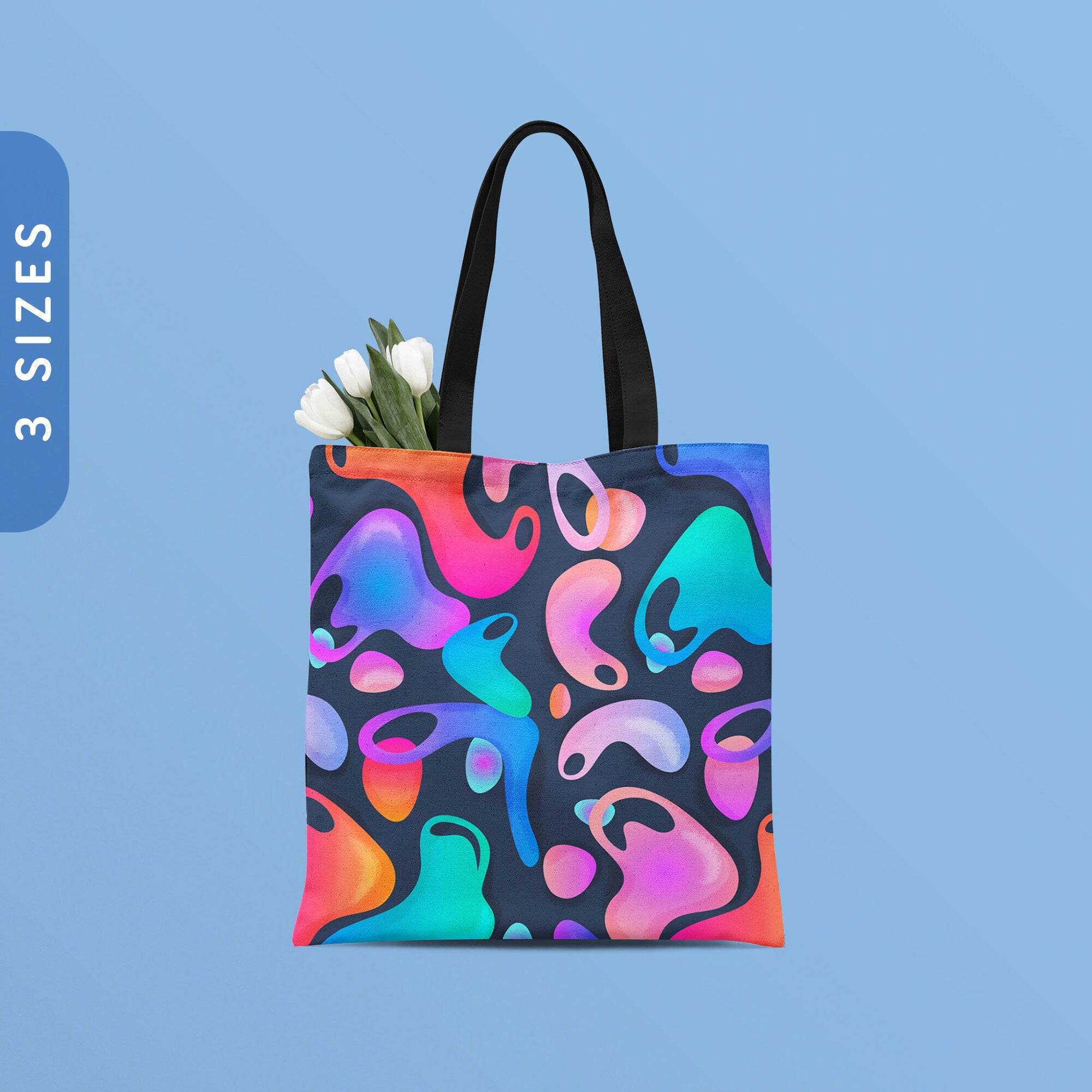 Abstract Rainbow Lava Tote Bag All Over Print Tote Bag Colorful Shoulder Bag Neon Color Shopping Bag Boho Reusable Bag with Strap Tote Bag – Everyday Comfort · Great Gift For Fans