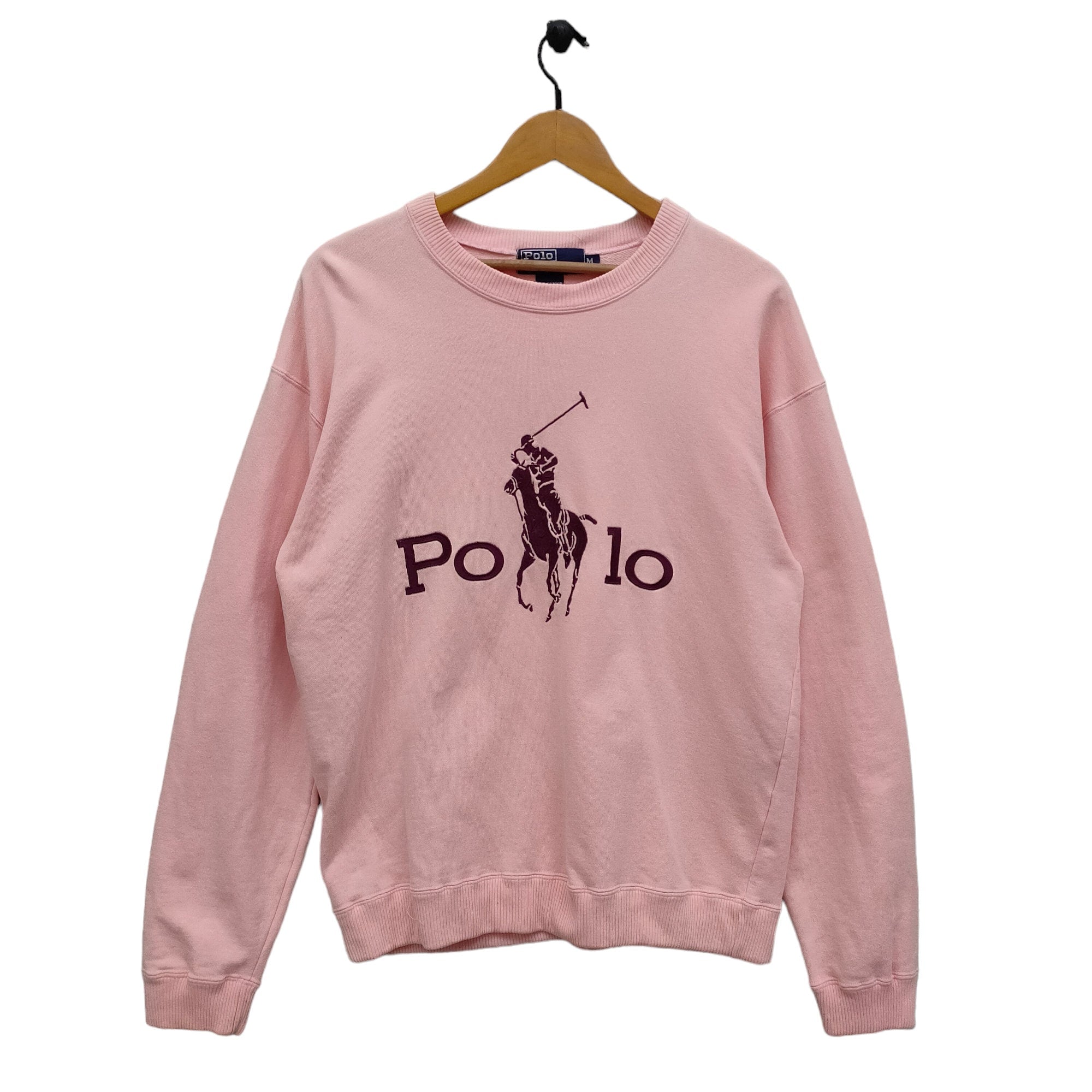 90s Polo Ralph Lauren Crewneck Sweatshirt Medium Vintage Embroidery Ralph Lauren Sweater Jumper Pink Size M Sweatshirt – Cozy Vibes · High-Quality Print