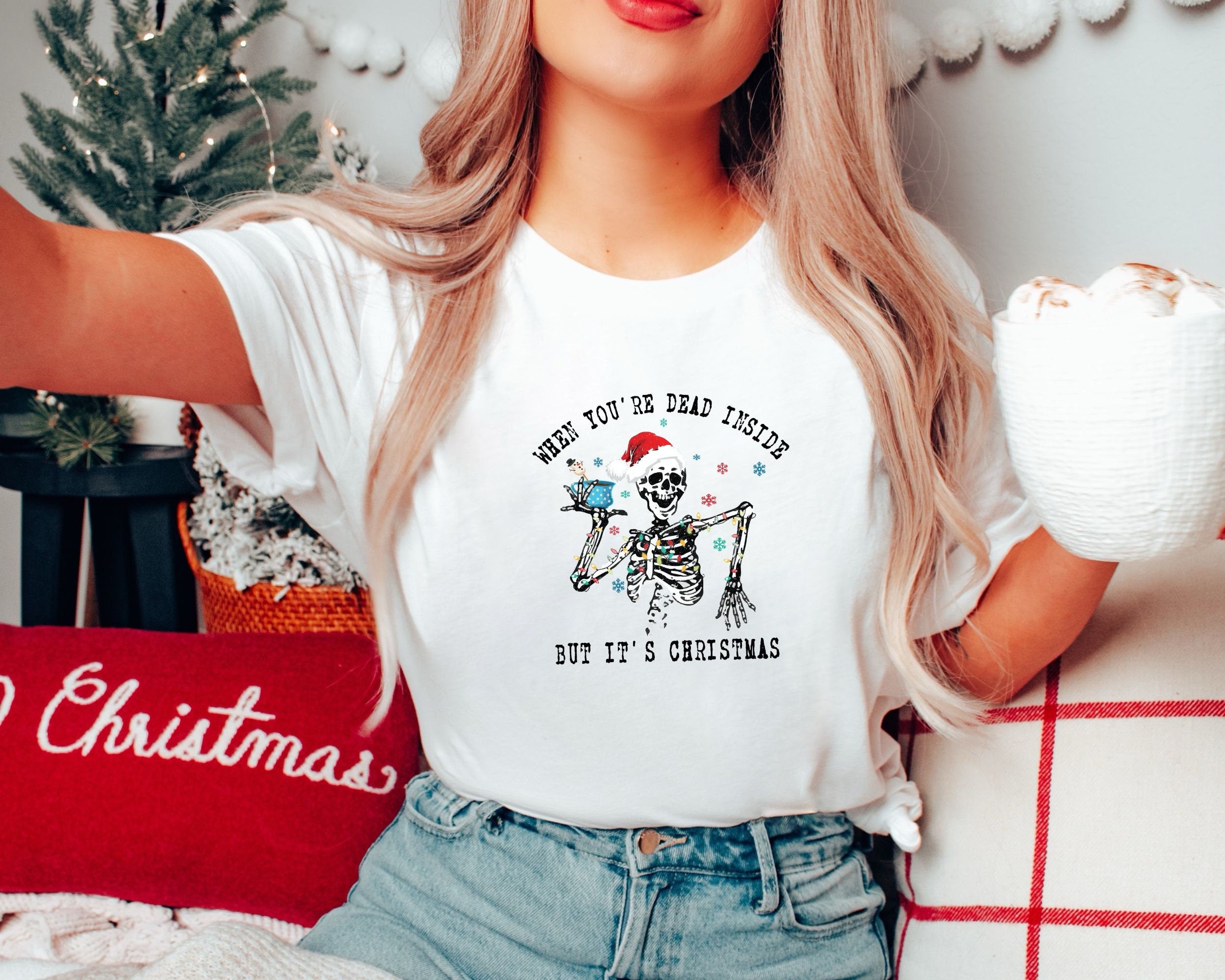 When You39re Dead Shirt Christmas Gift Christmas Crew Shirts Christmas Skeleton T Shirt Holiday Gifts Christmas Shirt Santa Tee Graphic Tee – Premium Graphic · Great Gift For Fans