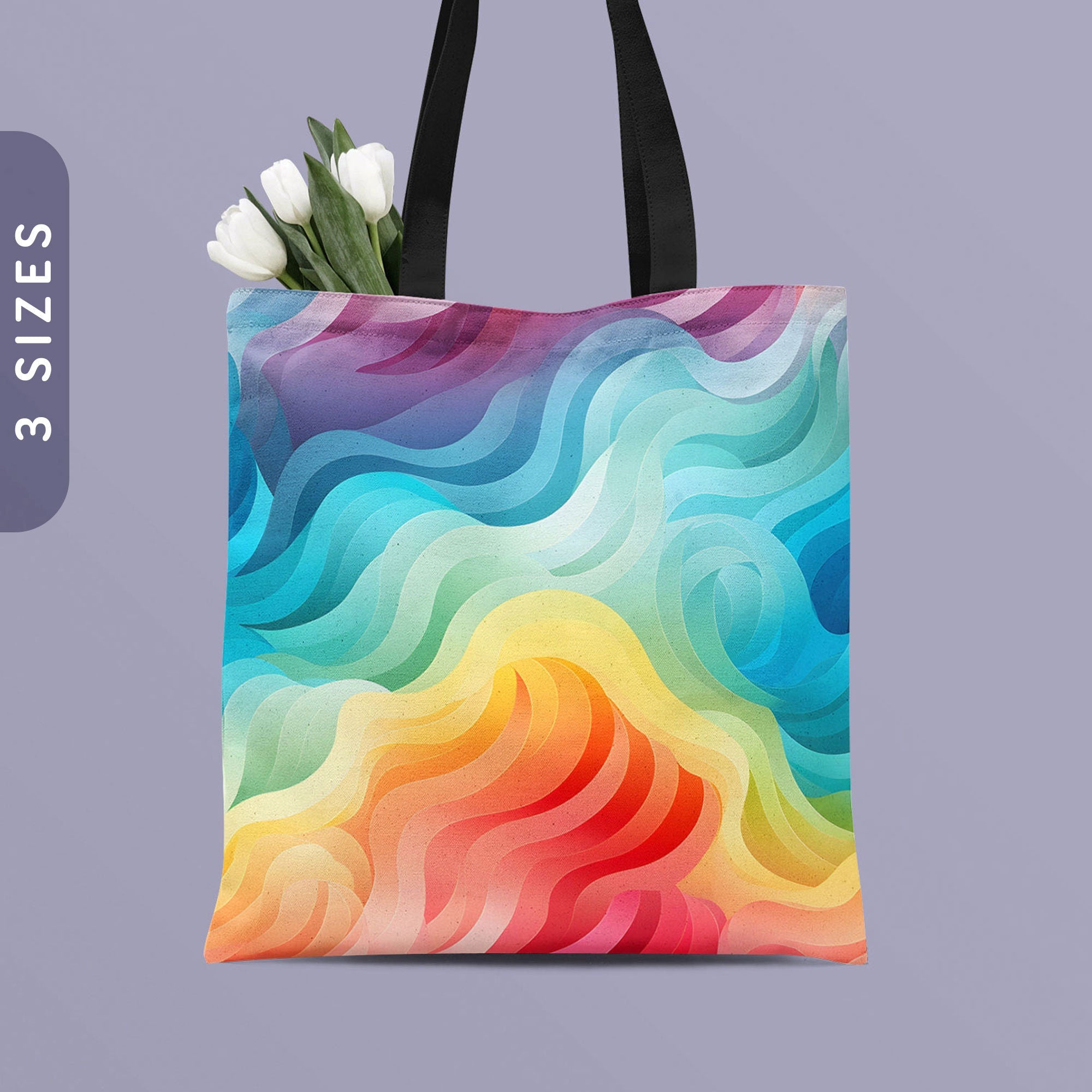 Subtle Rainbow Abstract Tote Bag All Over Print Tote Bag Shoulder Bag Pride Shopping Bag LGBTQ Tote Bag with Strap Reusable Bag Tote Bag – Easygoing Wear · Perfect For Daily Wear