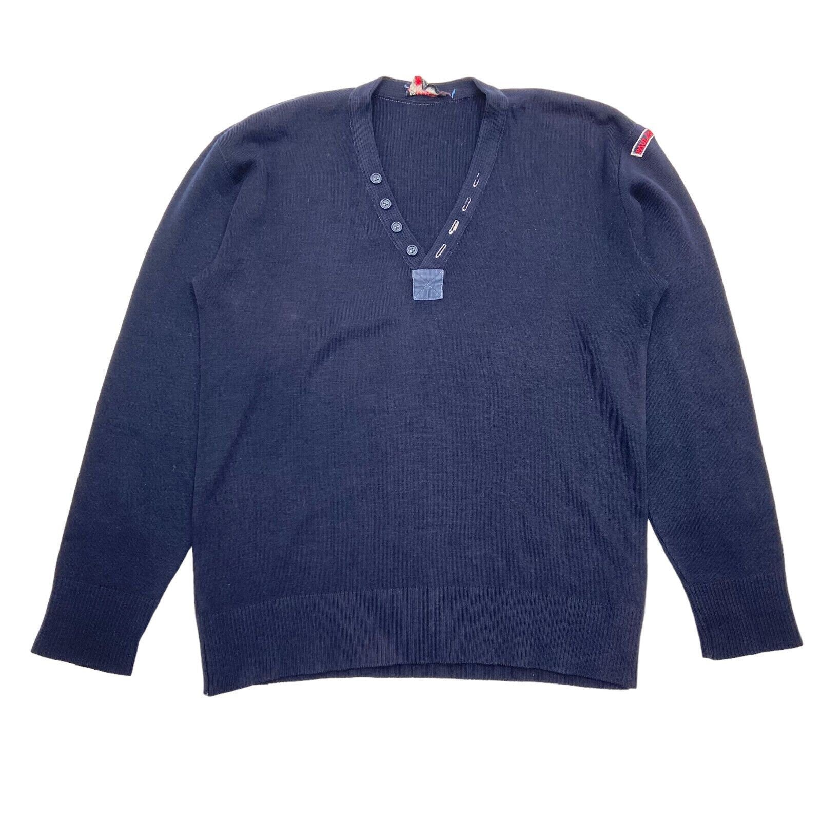 Paul Shark Navy Blue Wool Knit V Neck Jumper Vintage Luxury Designer Sweater Graphic Tee – Everyday Comfort · High-Quality Print