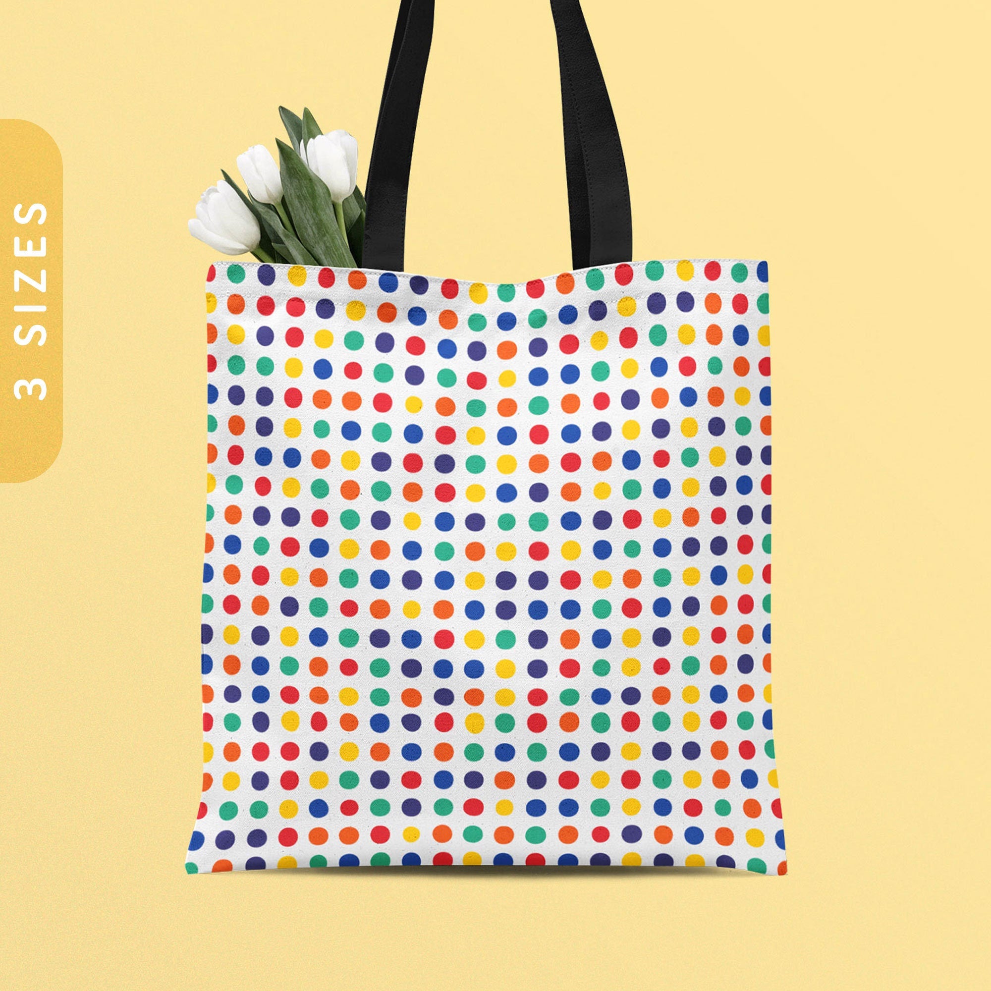 Rainbow Polka Dots Tote Bag All Over Print Tote Bag LGBTQ Pride Shoulder Bag Shopping Bag Dot Day Tote Bag Reusable Bag Tote Bag – Warm & Stylish · Trending Graphic Apparel