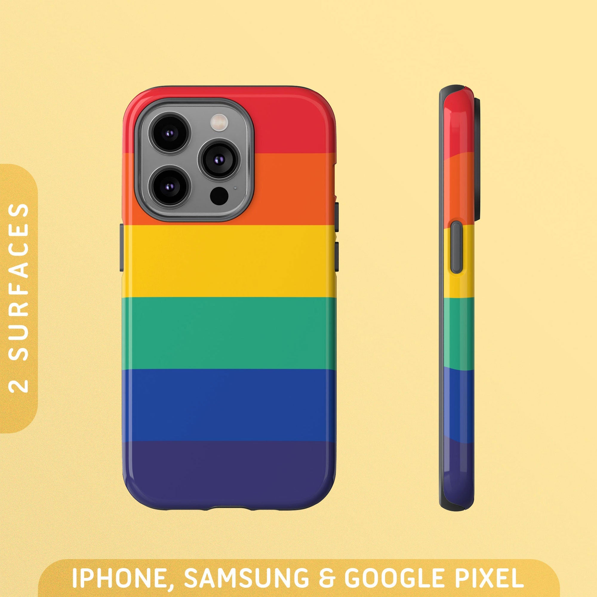 LGBTQ Rainbow Pride Flag Tough Case iPhone 15 Pro Max Plus 14 13 Mini 12 11 8 X Samsung S24 S23 S22 S21 Google Pixel 8 7 6 5 Phone Graphic Tee – Premium Graphic · Great Gift For Fans