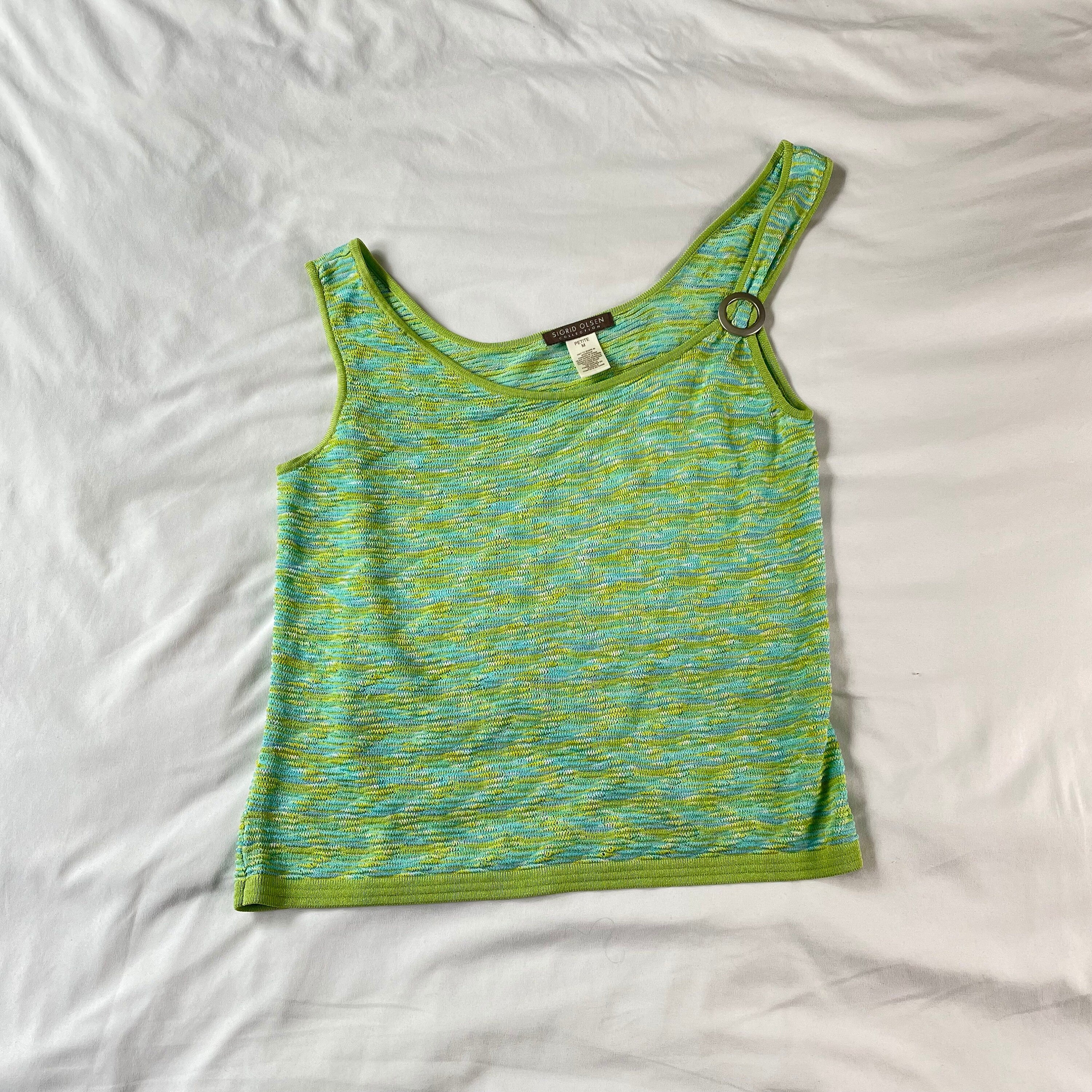 Y2K Vintage Early 2000s Green Knit Tank Top Tank Top – Premium Graphic · Perfect For Daily Wear