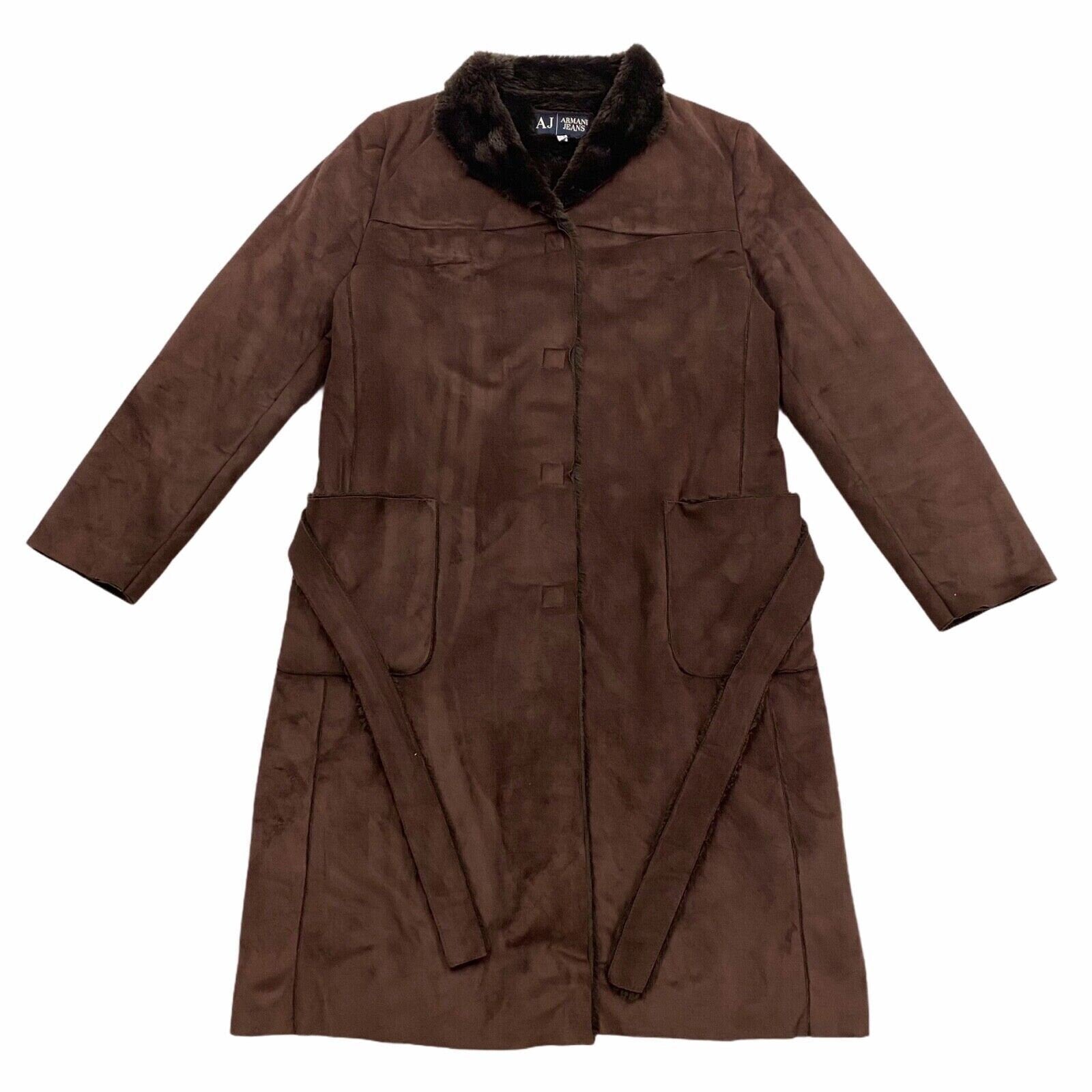 AJ Armani Jeans Women39s Long Fluffy Coat Vintage High End Designer Brown VTG Graphic Tee – Soft Feel · Trending Graphic Apparel