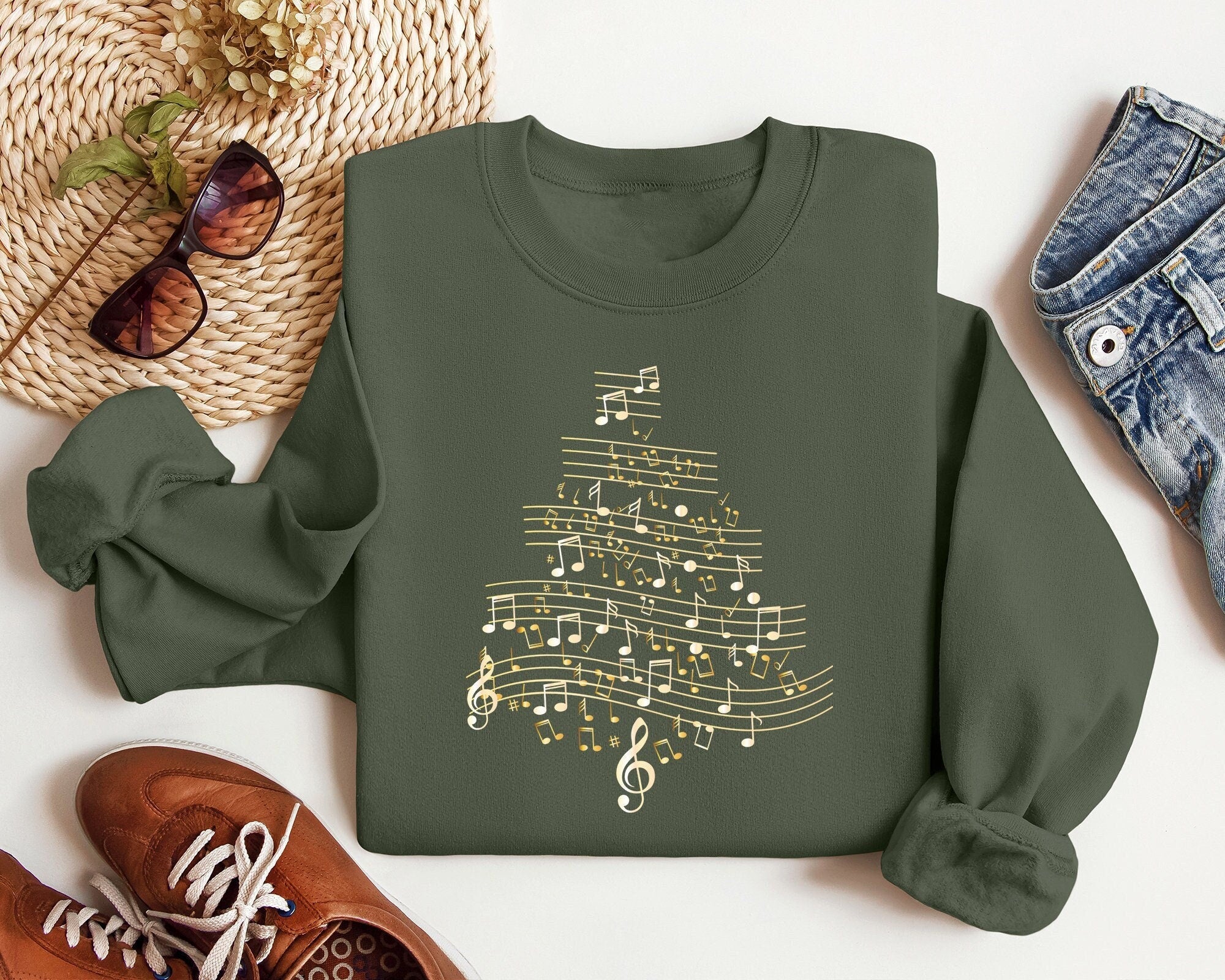 Christmas Tree Music Sweatshirt Music Note Tree Sweater Music Lover Christmas Gift Musician Mother Gift Shirt Christmas Vibes T Shirt Sweatshirt – Bold Style · Perfect For Daily Wear