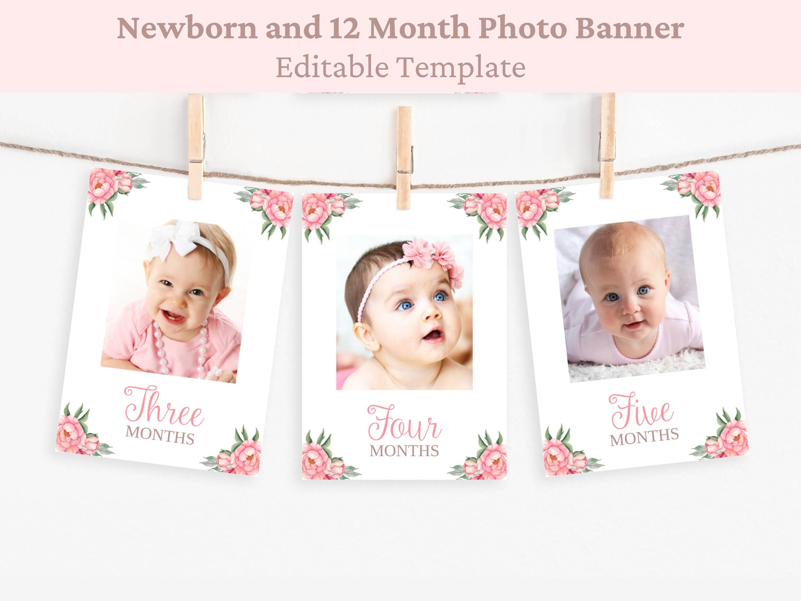First Birthday Photo Banner Floral First Birthday Milestone Photo Cards 1st Birthday Photo Banner Monthly Milestone Baby Girl BUNNY1 Graphic Tee – Feel-Good Design · Great Gift For Fans