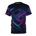 3D Neon Futuristic Lights Circuit Board Unisex Cut Sew Tee AOP Graphic Tee – Premium Graphic · Trending Graphic Apparel