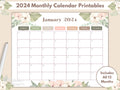 Boho Calendar 2024 Monthly Calendar Printable Sunday Start Planner Printable Calendar Template Horizontal Calendar Modern Calendar 2024 Graphic Tee – Premium Graphic · Trending Graphic Apparel