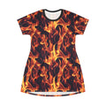 Flames Unleashed Realistic All Over Print T Shirt Dress AOP Bold and Fiery Women39s Fashion Graphic Tee – Soft Feel · High-Quality Print