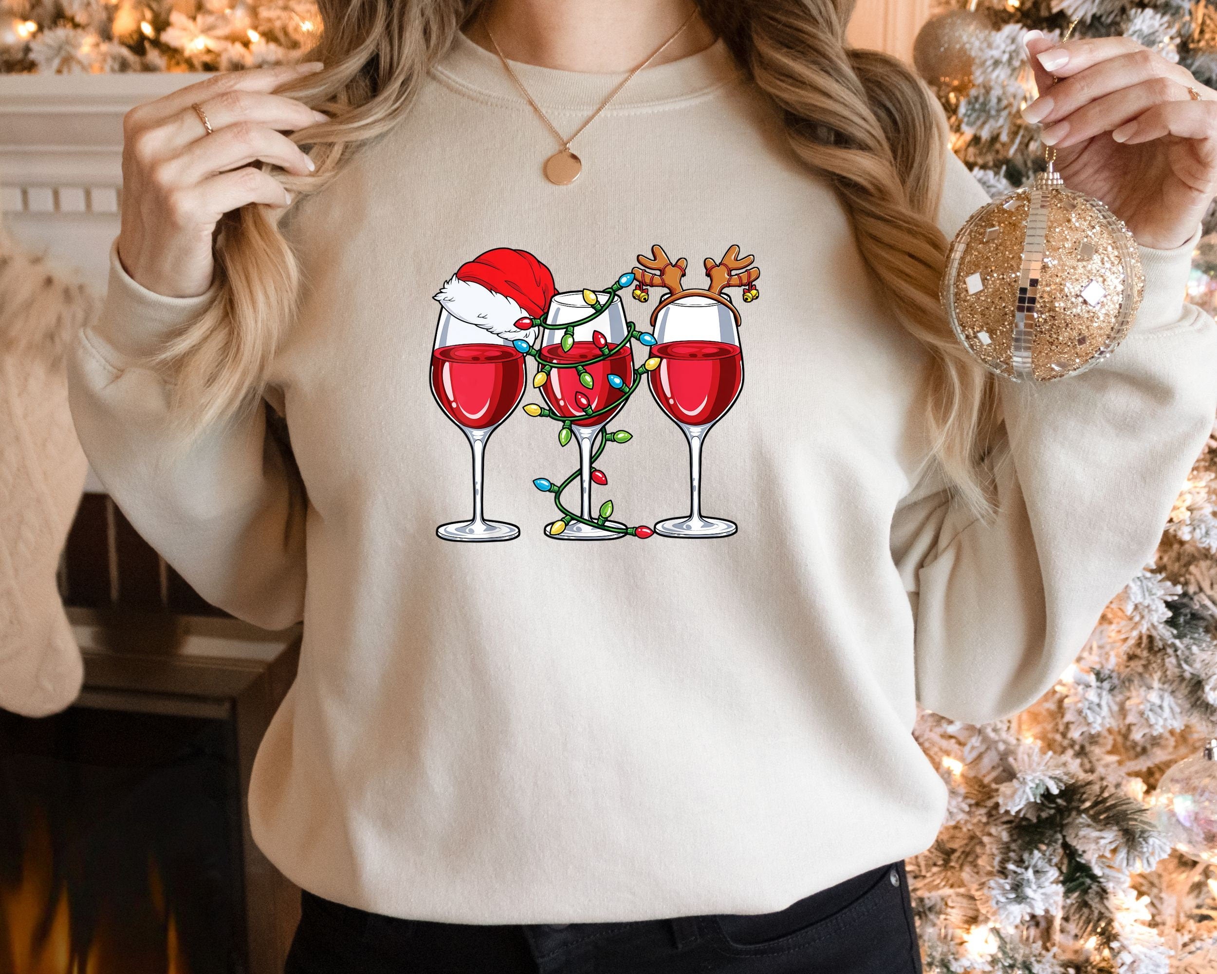Christmas Party Sweatshirt Christmas Gift Womens Wine Glasses T Shirt Christmas Funny Shirt Wine Lover TeeChristmas Gift For WomenGirl Sweatshirt – Soft Feel · High-Quality Print