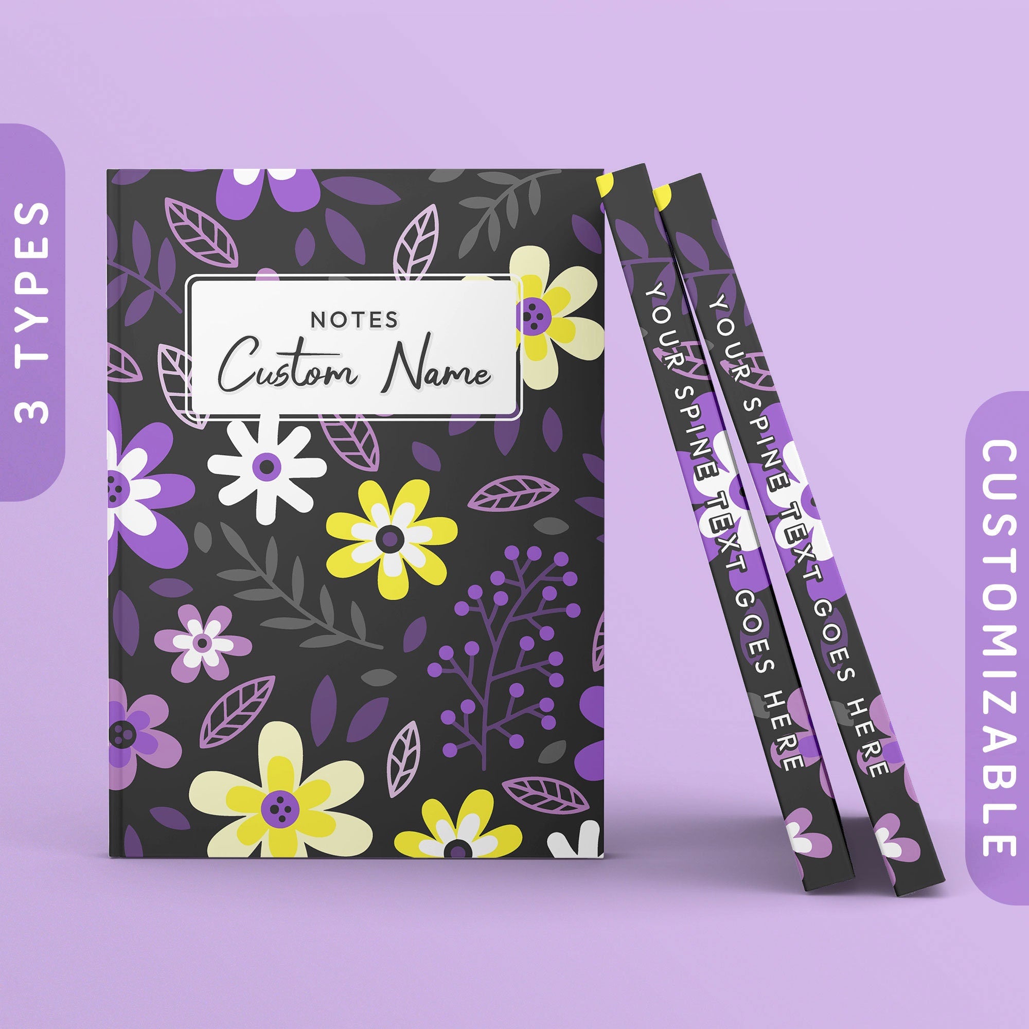 Personalized Subtle Nonbinary Pride Flowers Journal Enby Pride Flag Sketchbook Customizable Hardcover Notebook Custom Name Text Graphic Tee – Easygoing Wear · Perfect For Daily Wear