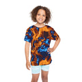 Blaze a Trail All Over Print Kid Sport Jersey with Blue and Orange Flames Jersey – Warm & Stylish · Perfect For Daily Wear