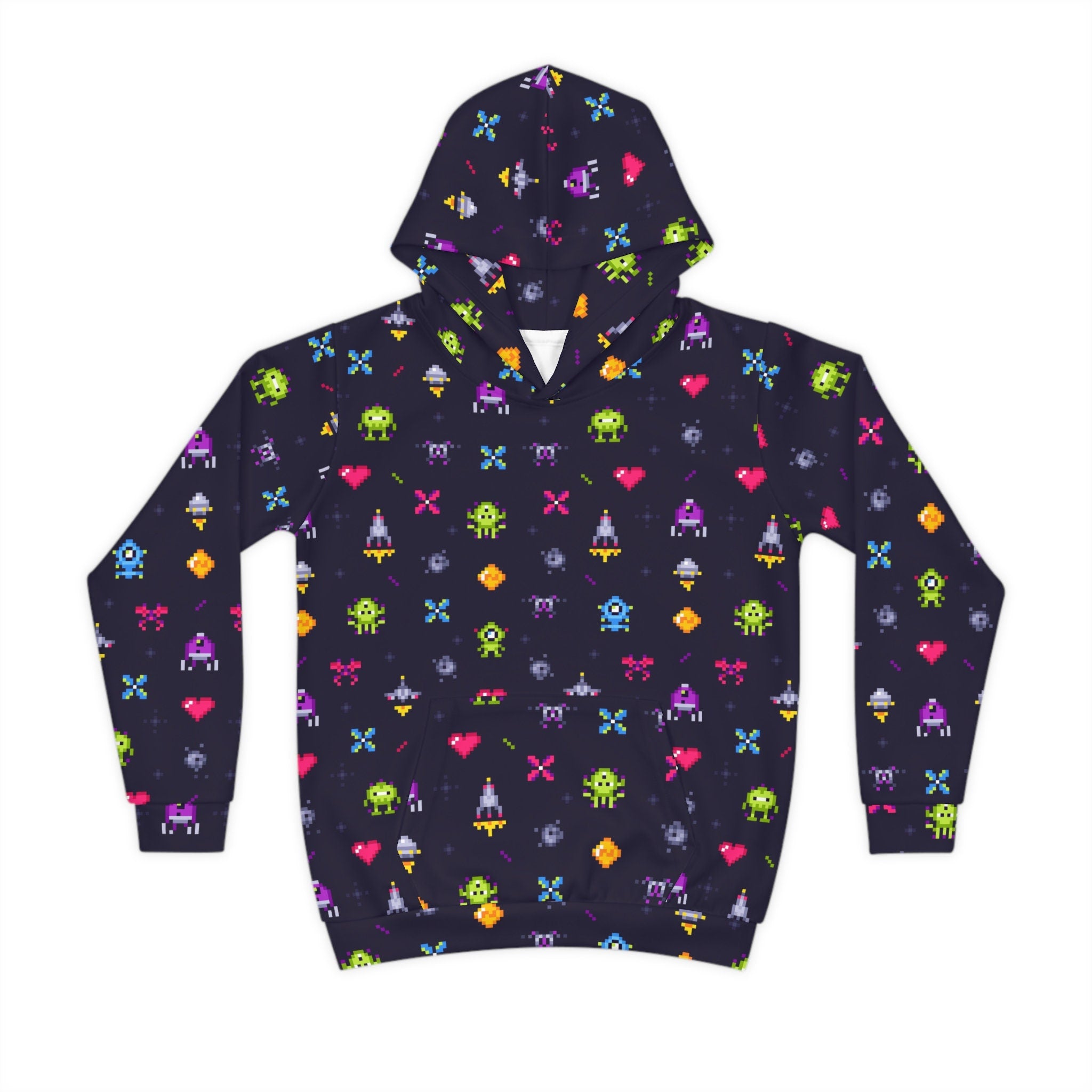 Pixel Invasion Kids Hoodie The Ultimate Alien Adventure Children39s Hoodie AOP Hoodie – Bold Style · High-Quality Print