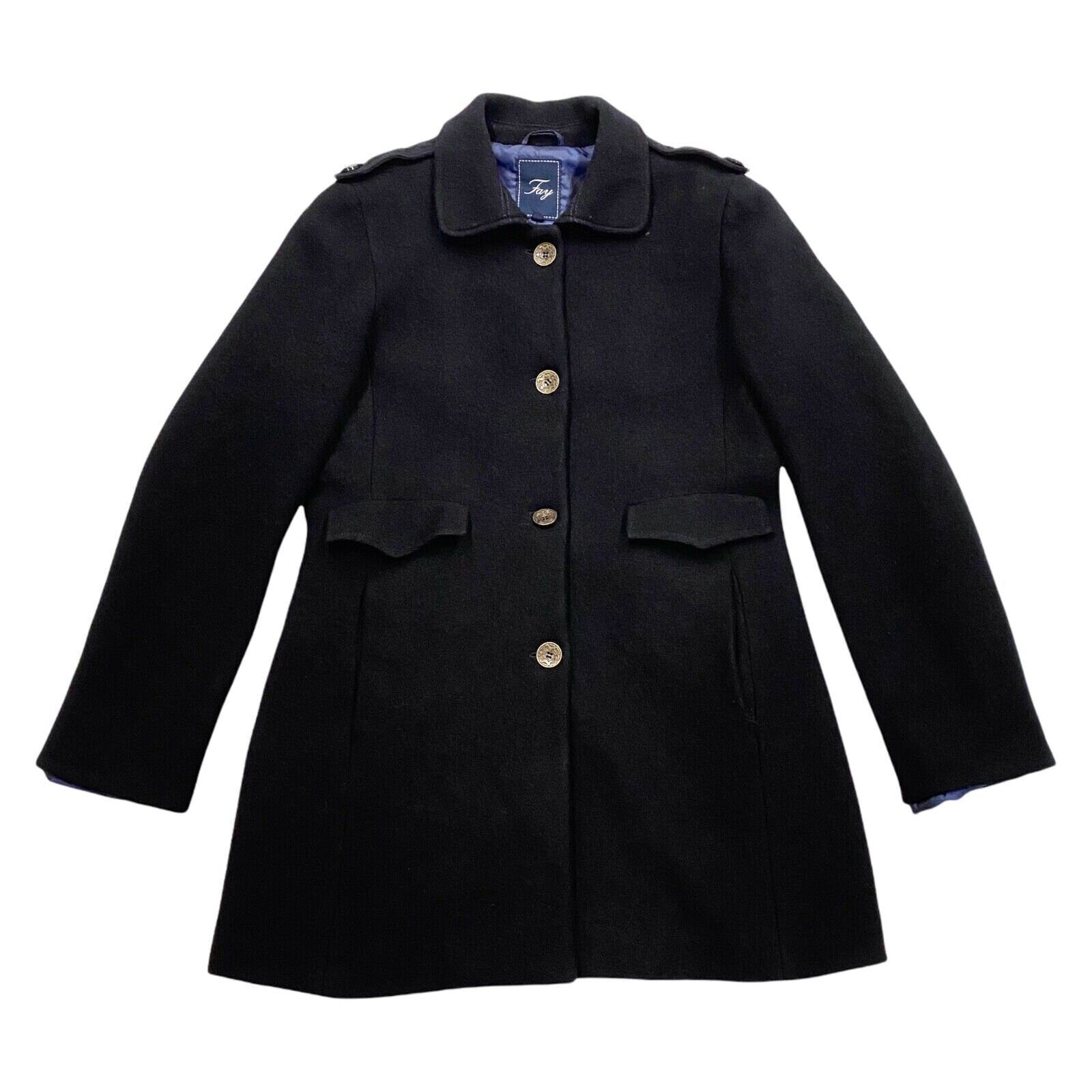 Fay Women39s Mid Length Wool Coat Vintage High End Designer Black Jacket VTG Graphic Tee – Bold Style · Perfect For Daily Wear