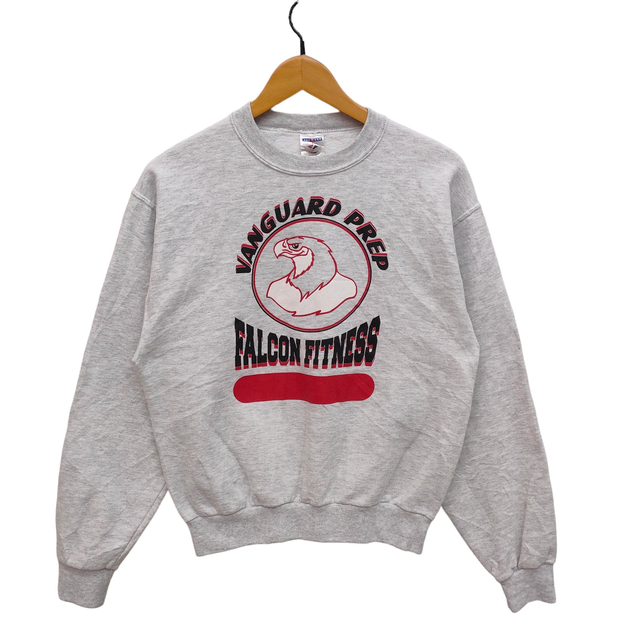 Y2K Vanguard Preparatory School Sweatshirt Small Vintage Jerzees Falcon Fitness Sweater Jumper Crewneck White Size s Sweatshirt – Feel-Good Design · Trending Graphic Apparel