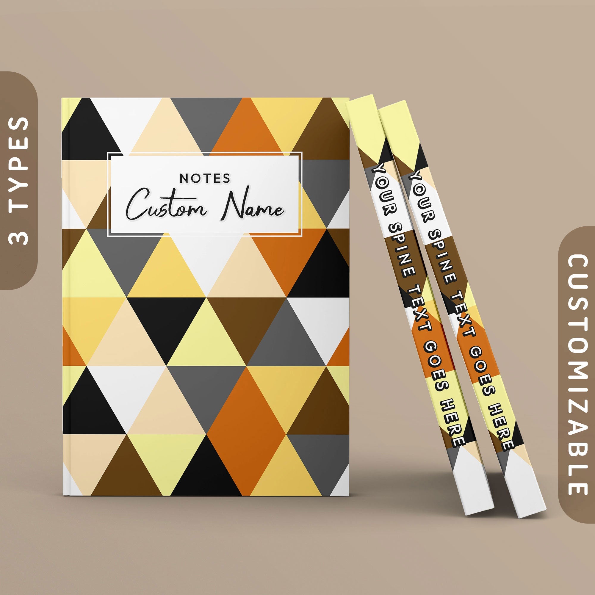 Personalized Subtle Gay Bear Pride Journal Gay Bear Flag Triangles Sketchbook Customizable Hardcover Notebook Custom Name Text Graphic Tee – Soft Feel · Great Gift For Fans
