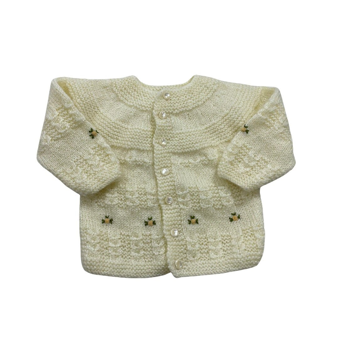 Handmade Vintage 90s BabyToddler Knit Rosette Cardigan Sweater Graphic Tee – Cozy Vibes · Trending Graphic Apparel