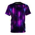 Cyberpunk Circuit Board with Neon Lights Unisex Cut Sew Tee AOP Graphic Tee – Aesthetic Look · Must-Have Style