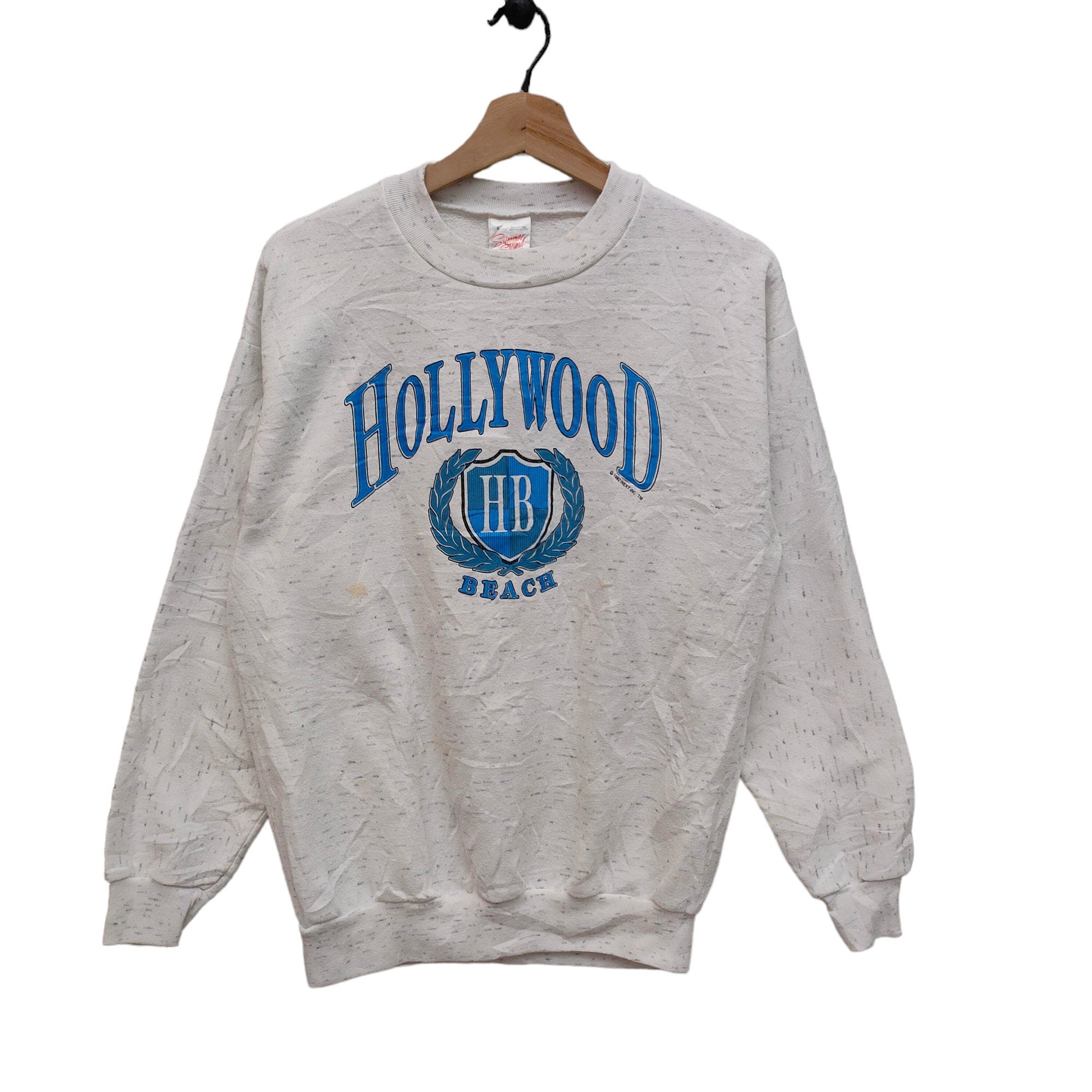 90s Hollywood Beach Crewneck Sweatshirt Vintage 1992 Hollywood Beach Florida Sweater Jumper White Sweatshirt – Cozy Vibes · Great Gift For Fans