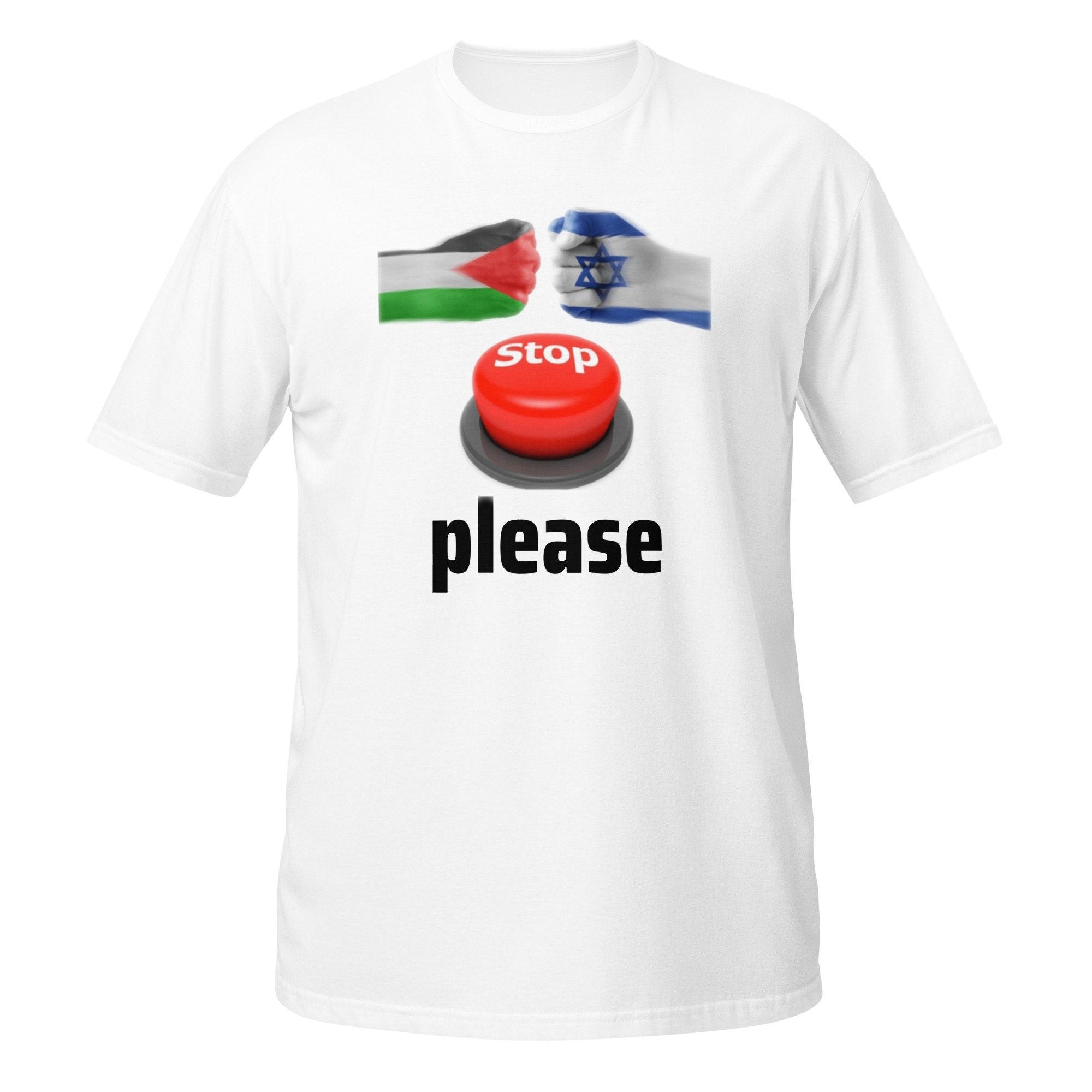 Israel Palestine Stop Please Short Sleeve Unisex T Shirt Graphic Tee – Premium Graphic · Must-Have Style