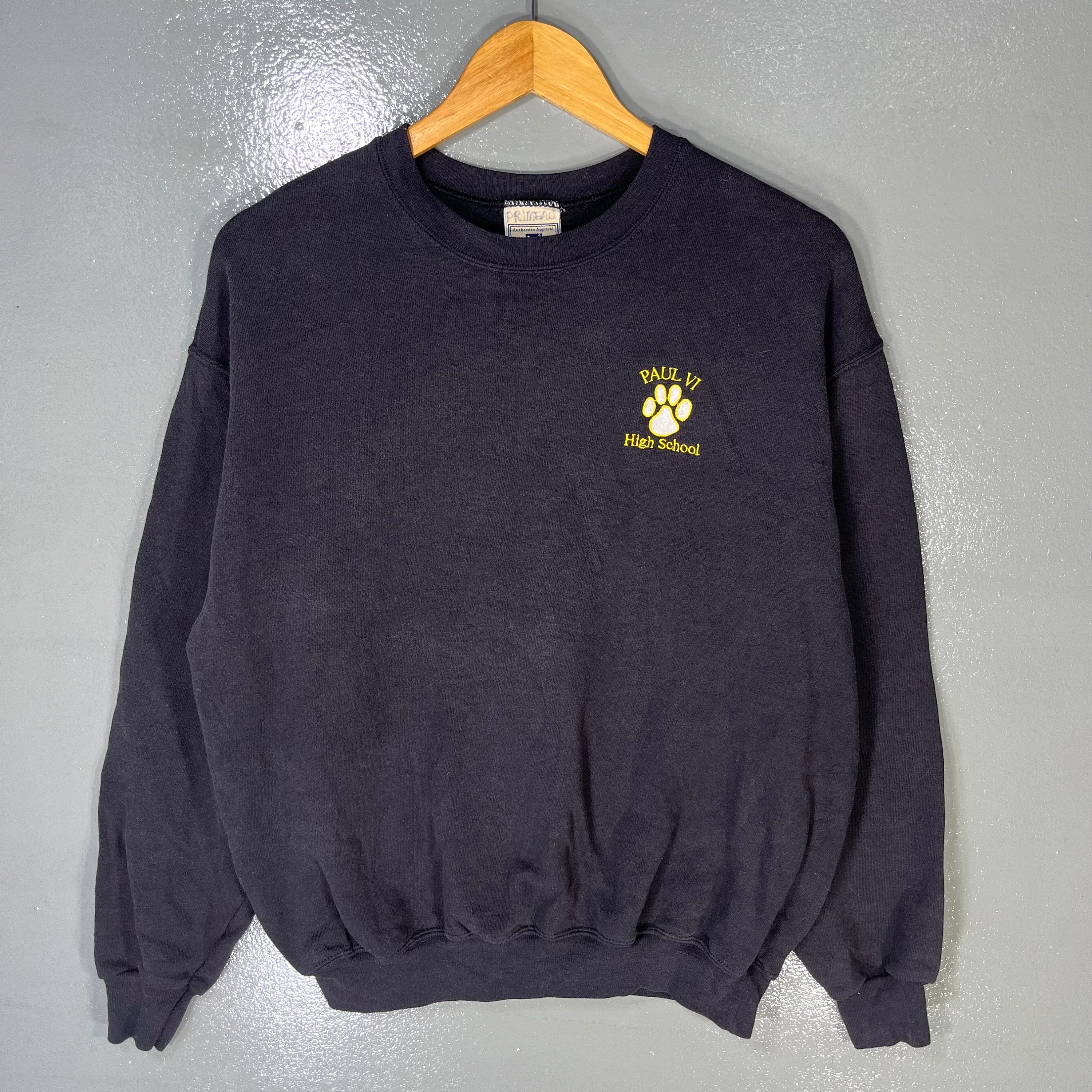 Vintage 90s Lee Tag Paul VI High School Spellout Small Logo Embroidered Sweatshirt Lee Crewneck Pullover Sweater Colour Black Size NA Sweatshirt – Feel-Good Design · Must-Have Style