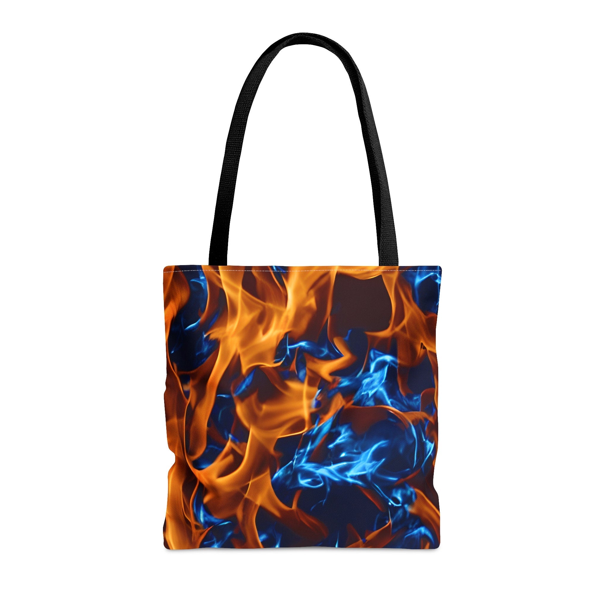 Ignite Your Style with Our Blue and Orange Flame All Over Print Tote Bag Tote Bag – Soft Feel · Top Pick For Any Outfit