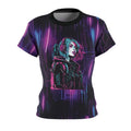 Neon Futuristic Lights Cyberpunk Girl Women39s Cut Sew Tee AOP Graphic Tee – Premium Graphic · Great Gift For Fans