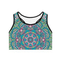 Green and Blue Boho Vibes Sports Bra AOP Design for Stylish Support Sports Bra AOP Graphic Tee – Soft Feel · Must-Have Style