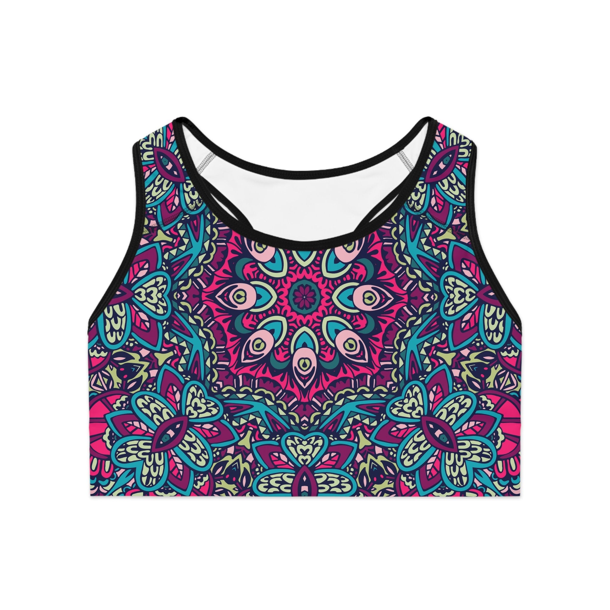 Purple Boho Vibes Sports Bra Comfort Meets Free Spirited Style Graphic Tee – Feel-Good Design · High-Quality Print
