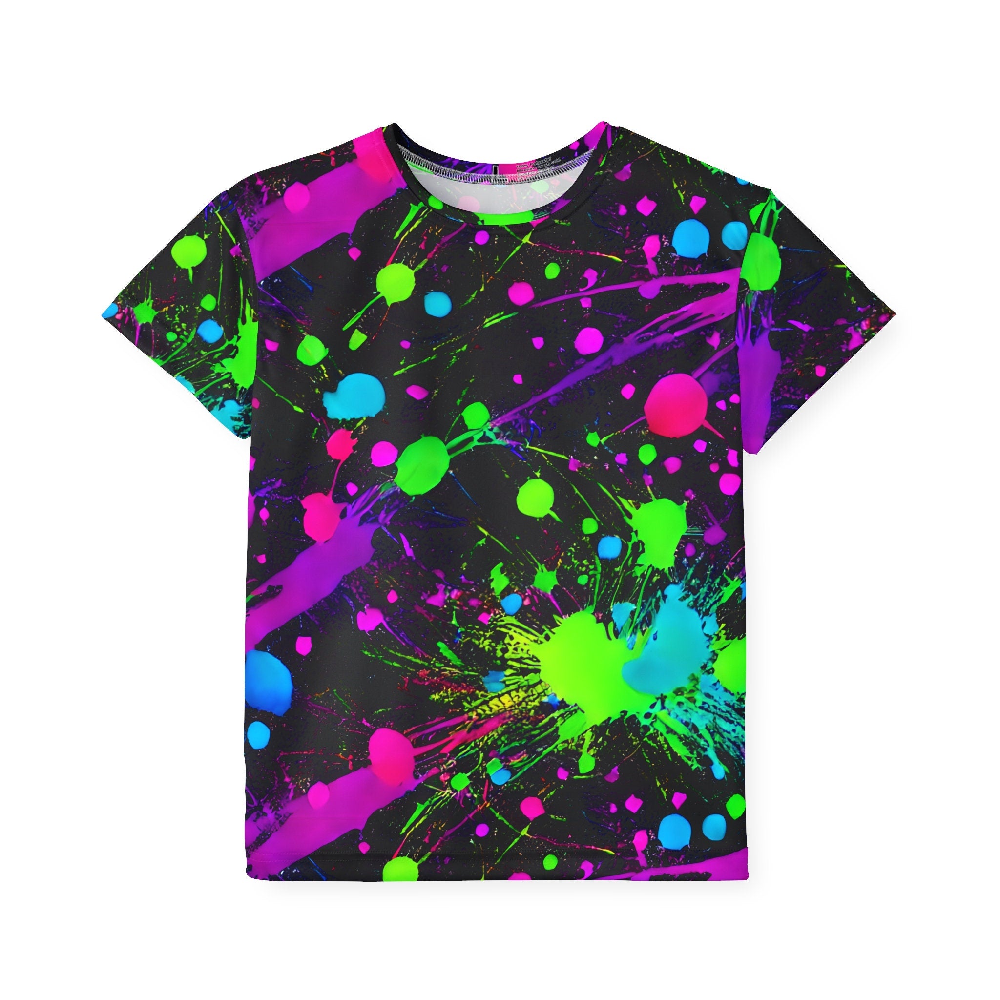 Expressive Play All Over Print Kid Sport Jersey with Green and Pink Paint Splats Jersey – Premium Graphic · Must-Have Style