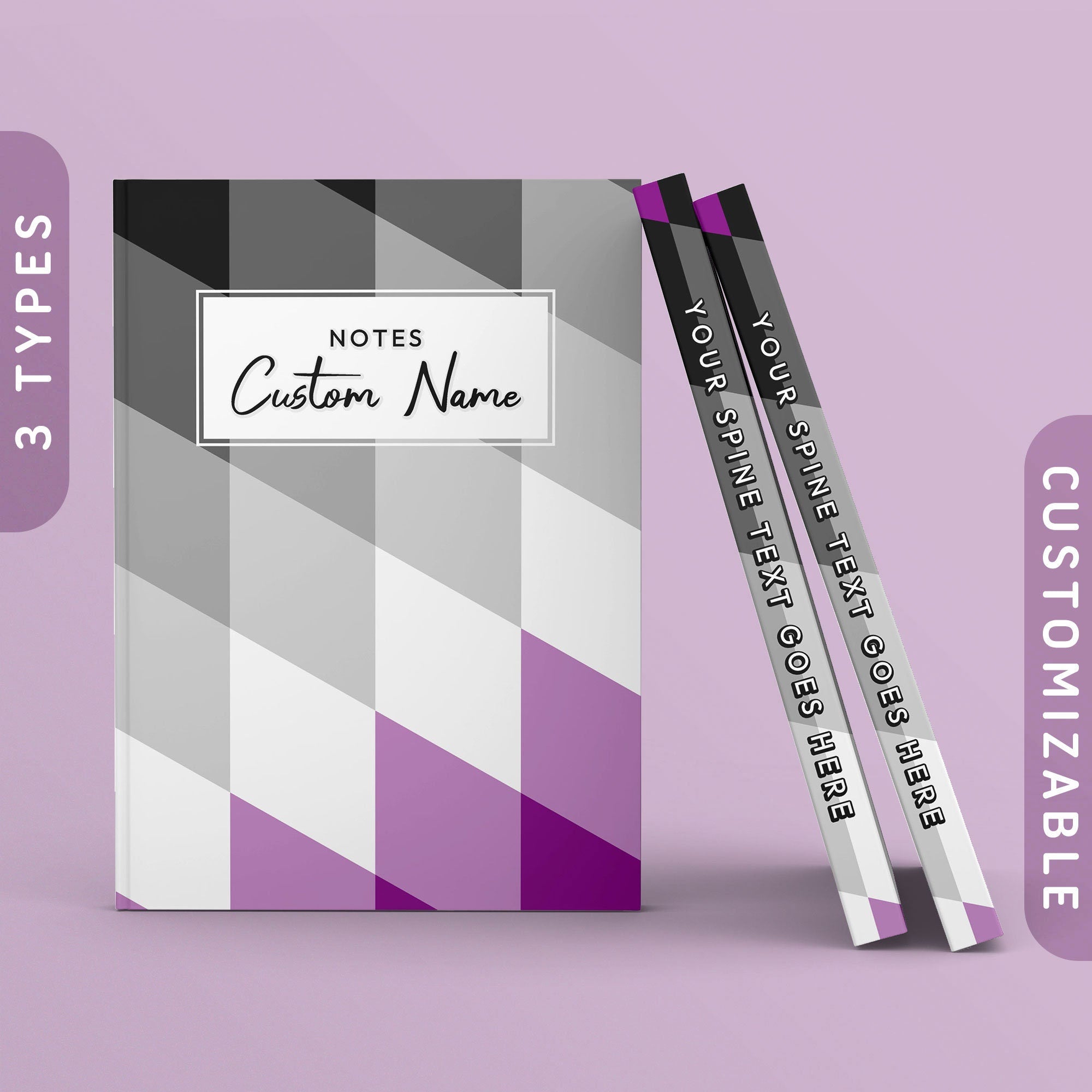 Personalized Subtle Asexual Journal Ace Pride Flag Color Pixels Sketchbook Customizable Hardcover Notebook Custom Name Text Graphic Tee – Easygoing Wear · Top Pick For Any Outfit