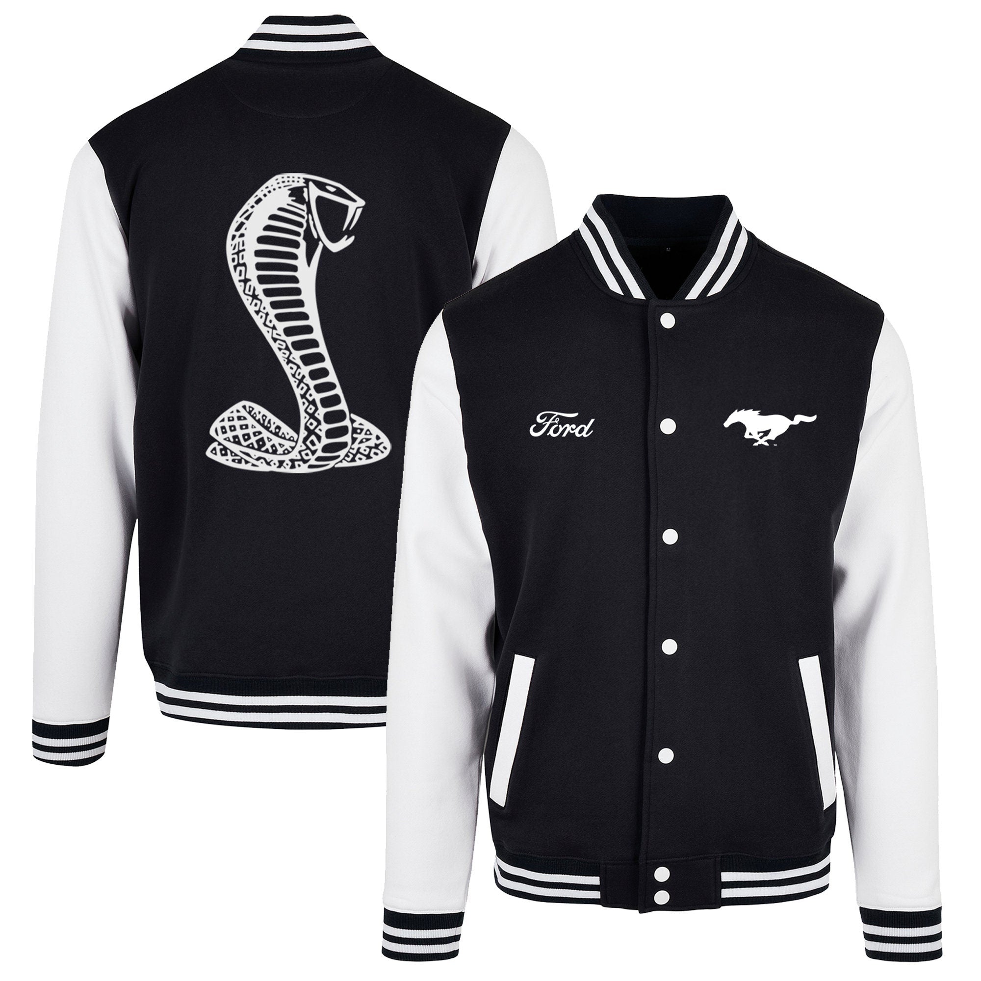 Ford Mustang Hertz 1966 White Cobra Varsity Baseball Jacket Graphic Tee – Cozy Vibes · Must-Have Style