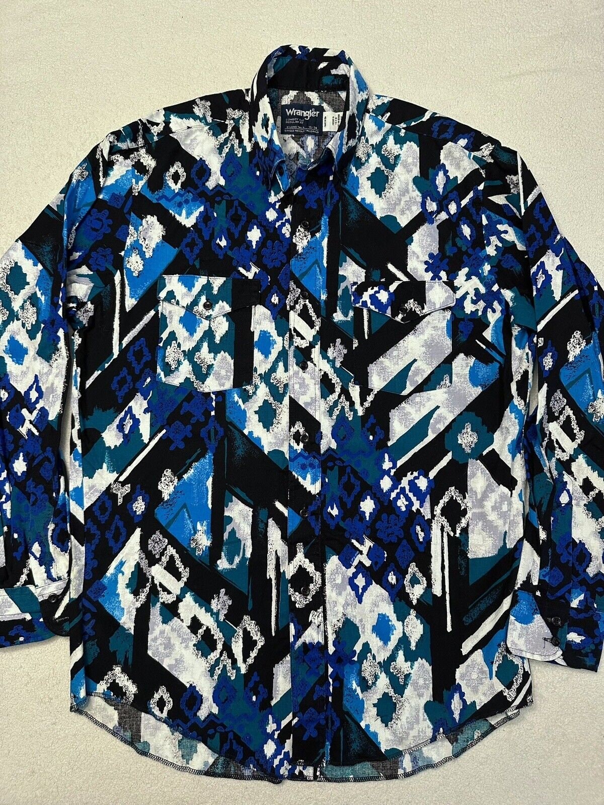 Vintage 1990s 90s Wrangler Western Cowboy Brushpopper Button Down Shirt L NEW Graphic Tee – Premium Graphic · Top Pick For Any Outfit