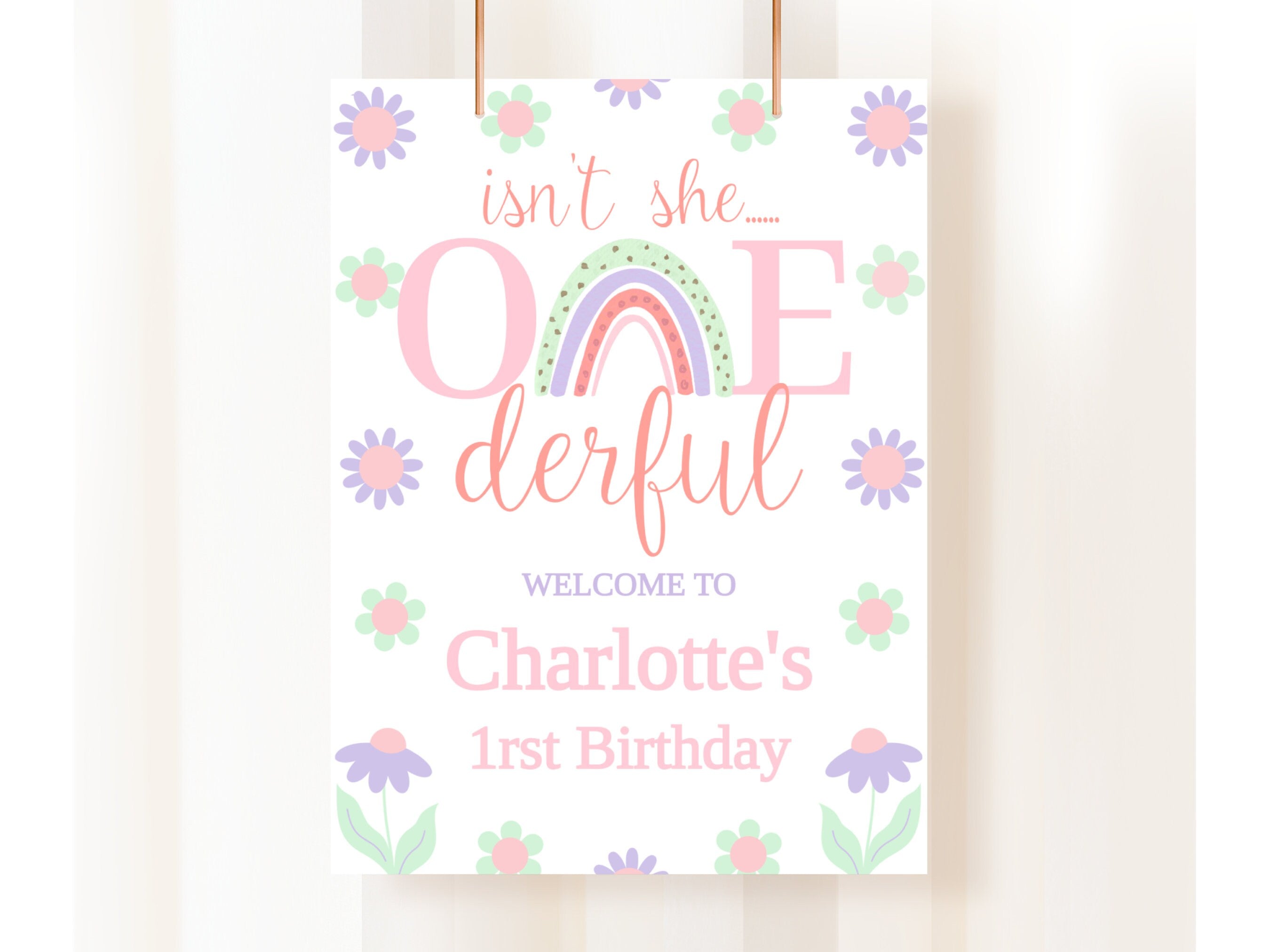 Isnt She Onederful Birthday Sign Editable Girl First Birthday First Birthday Sign Instant Download 1St Birthday Sign 1St Birthday Decor ONE1 Graphic Tee – Soft Feel · Perfect For Daily Wear