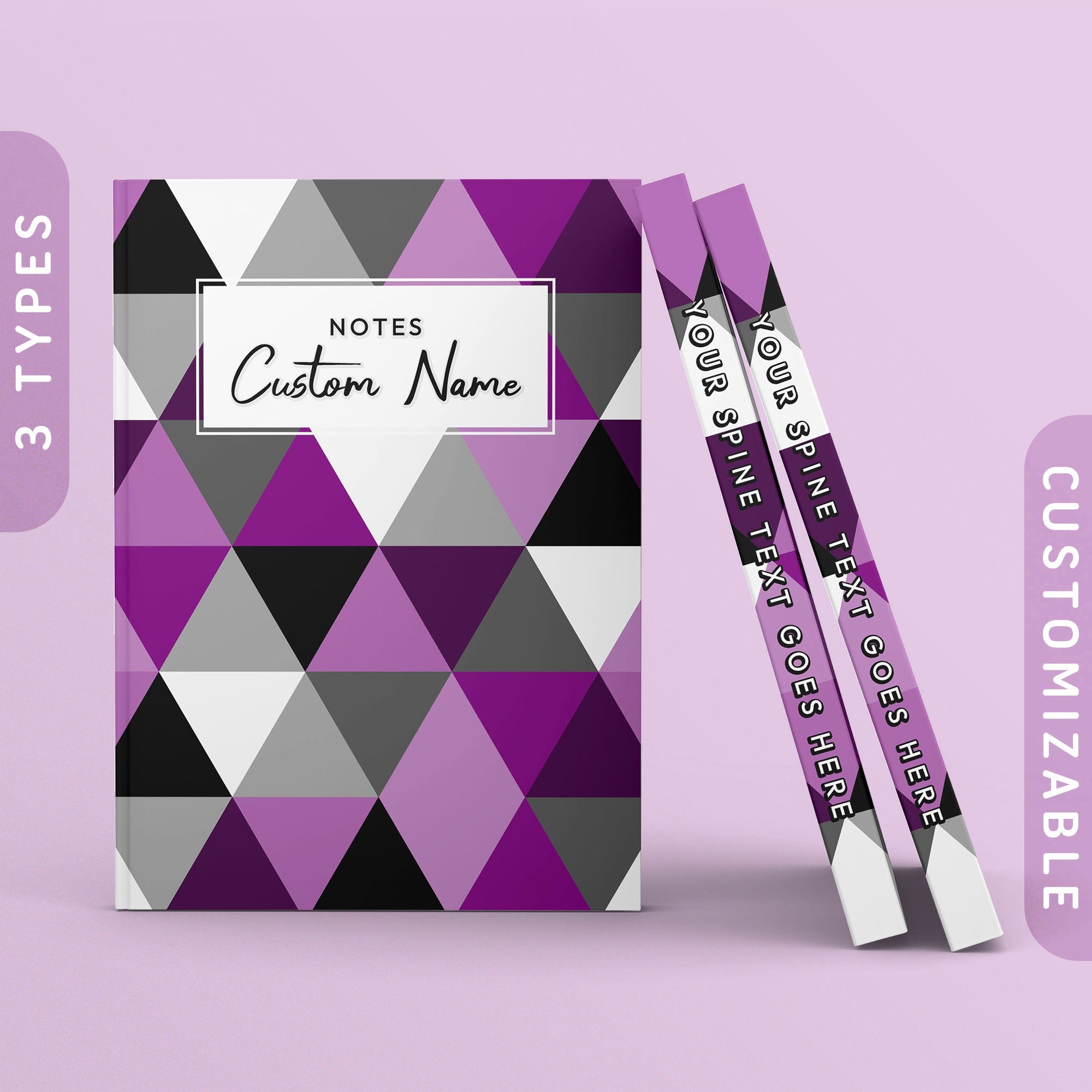 Personalized Subtle Asexual Triangles Journal Ace Pride Flag Color Sketchbook Customizable Hardcover Notebook Custom Name Text Graphic Tee – Cozy Vibes · Perfect For Daily Wear