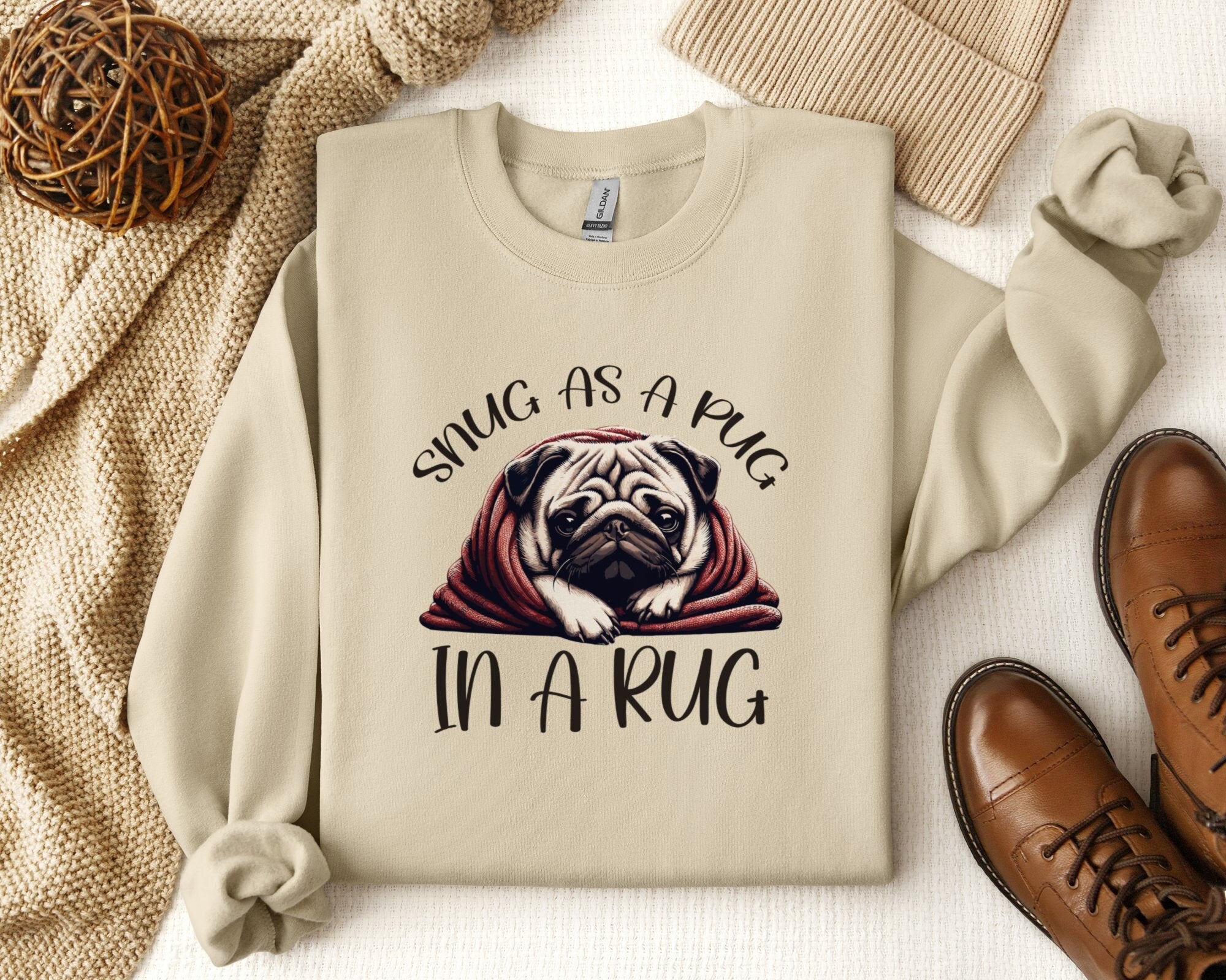 Adorable Pug Sweatshirt Snug as a Pug in a Rug Sweater Cute Dog Lover Shirt Dog Mom Gift Pug Lover T Shirt Cozy Animal Sweatshirt Sweatshirt – Bold Style · Must-Have Style