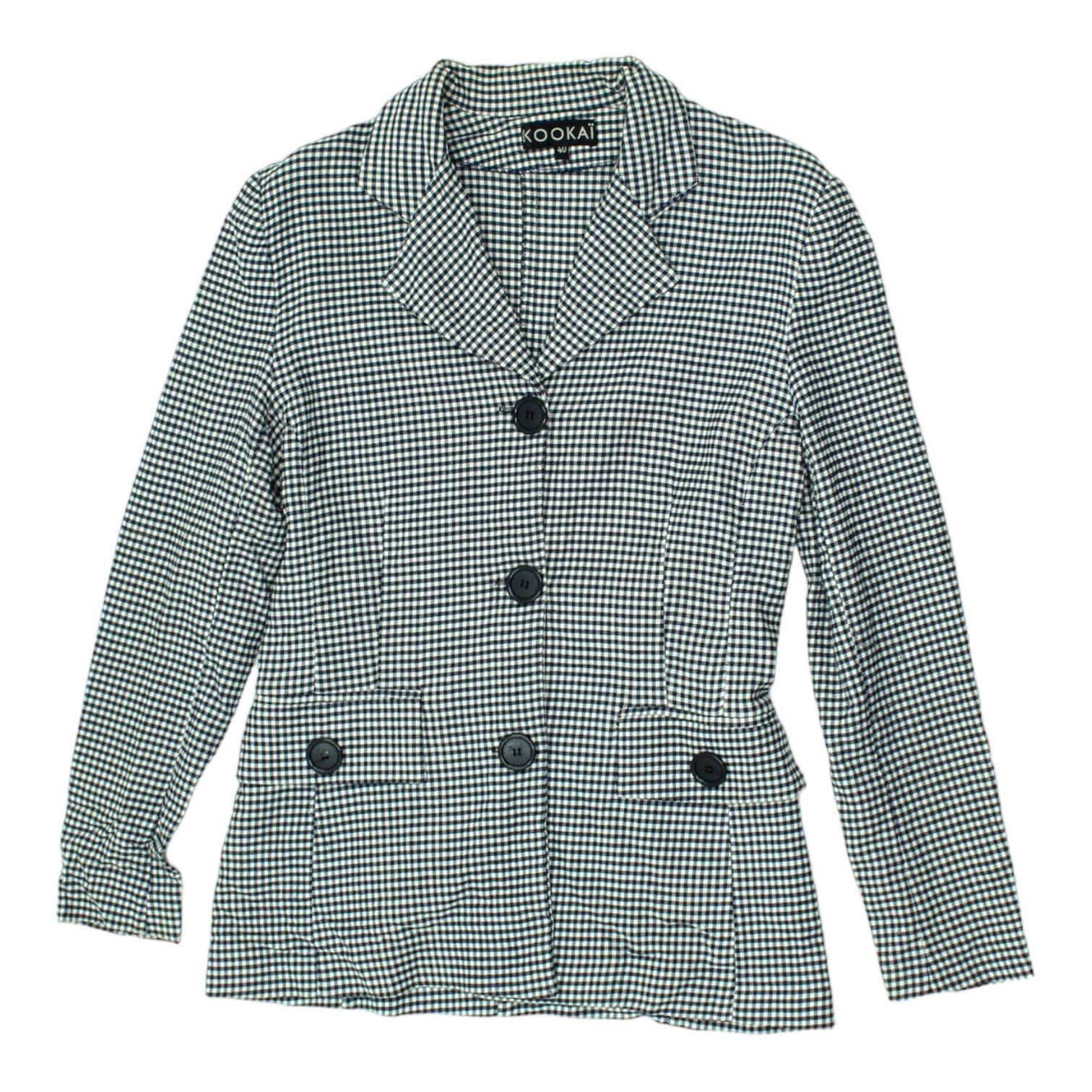 Kookai Womens Black White Check Blazer Jacket Vintage High End Designer Suit Graphic Tee – Premium Graphic · Top Pick For Any Outfit