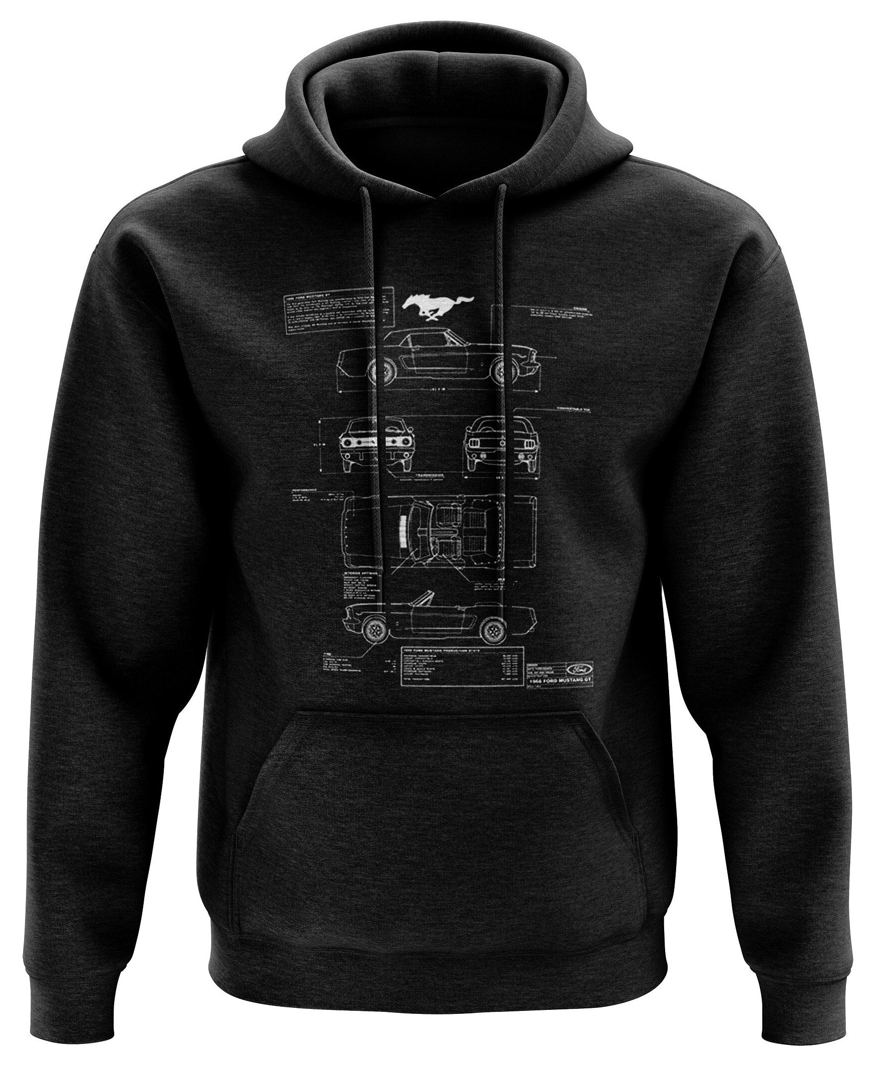 Ford Mustang 1966 Blueprint Men39s Hoodie Hoodie – Aesthetic Look · High-Quality Print