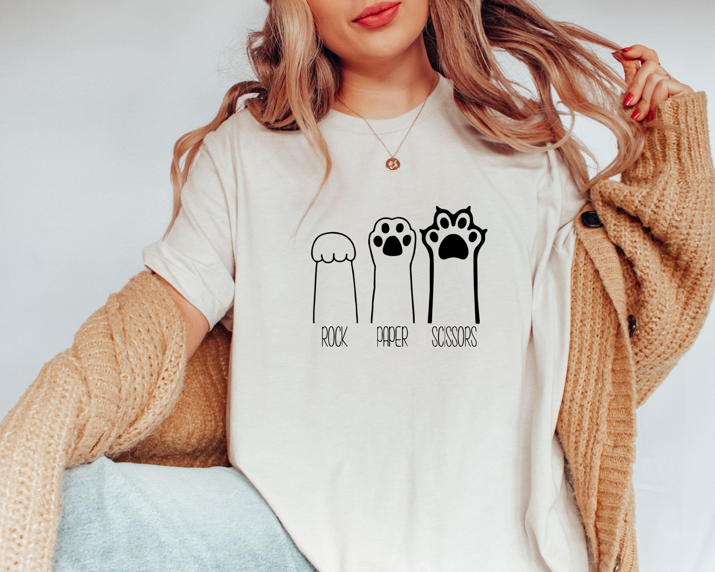 Rock Paper Scissors Shirt Funny Cat Paw Shirt Unisex Crewneck Shirt for Cat Lover Cat Owner Shirt Cat Paws Shirts Gift for Cat Mom Graphic Tee – Soft Feel · Must-Have Style