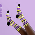 Nonbinary Pride Socks Nonbinary Pride Flag Stripes Sublimation Socks LGBTQ Non Binary Enby NB Gift Yellow Purple Striped Crew Socks Graphic Tee – Bold Style · Trending Graphic Apparel
