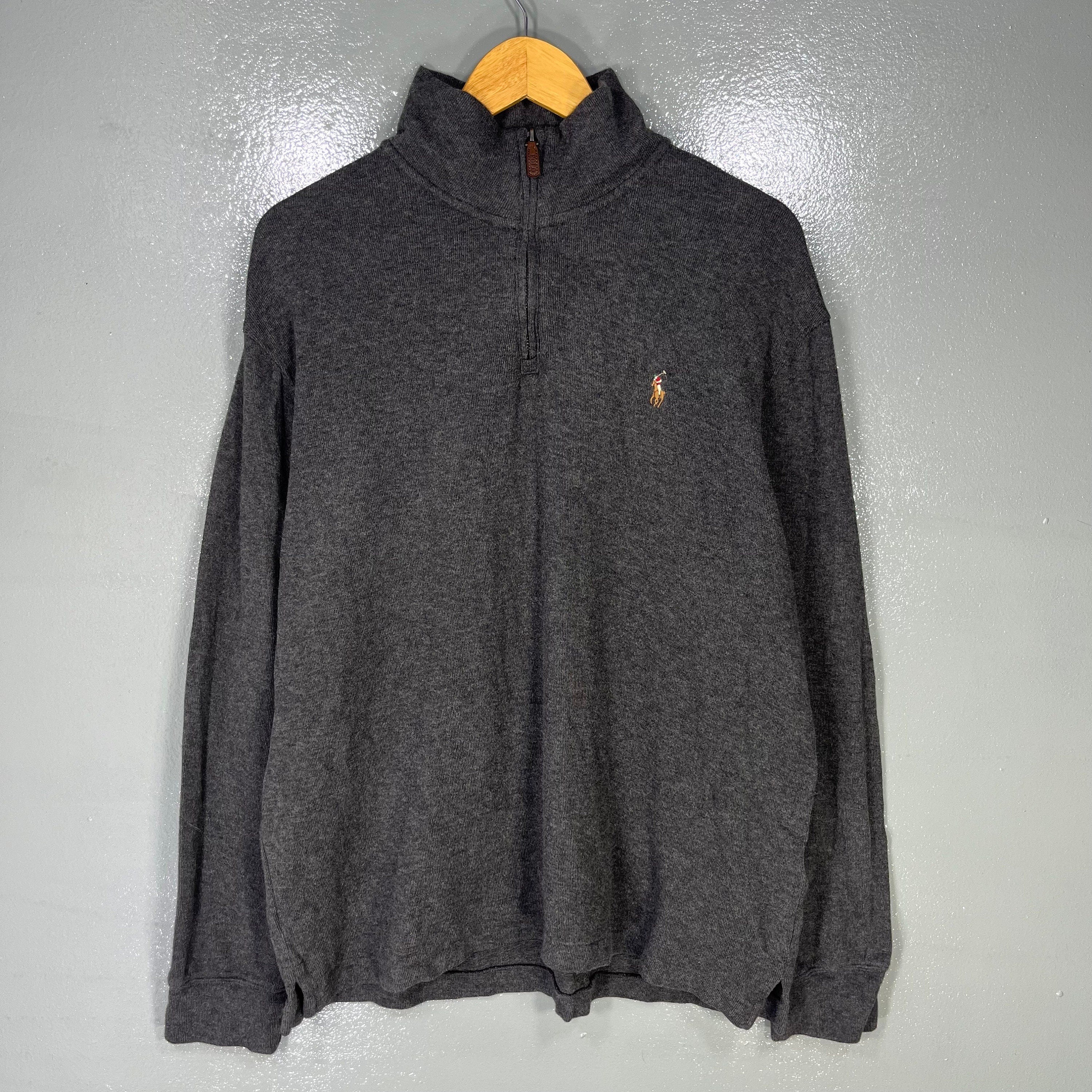 Vintage Y2K Polo Jeans Ralph Lauren Tag Small Logo Embroidred Sweatshirt Turtleneck Zipper Sweater Polo Ralph Lauren Colour Dark Gray Size L Sweatshirt – Easygoing Wear · High-Quality Print