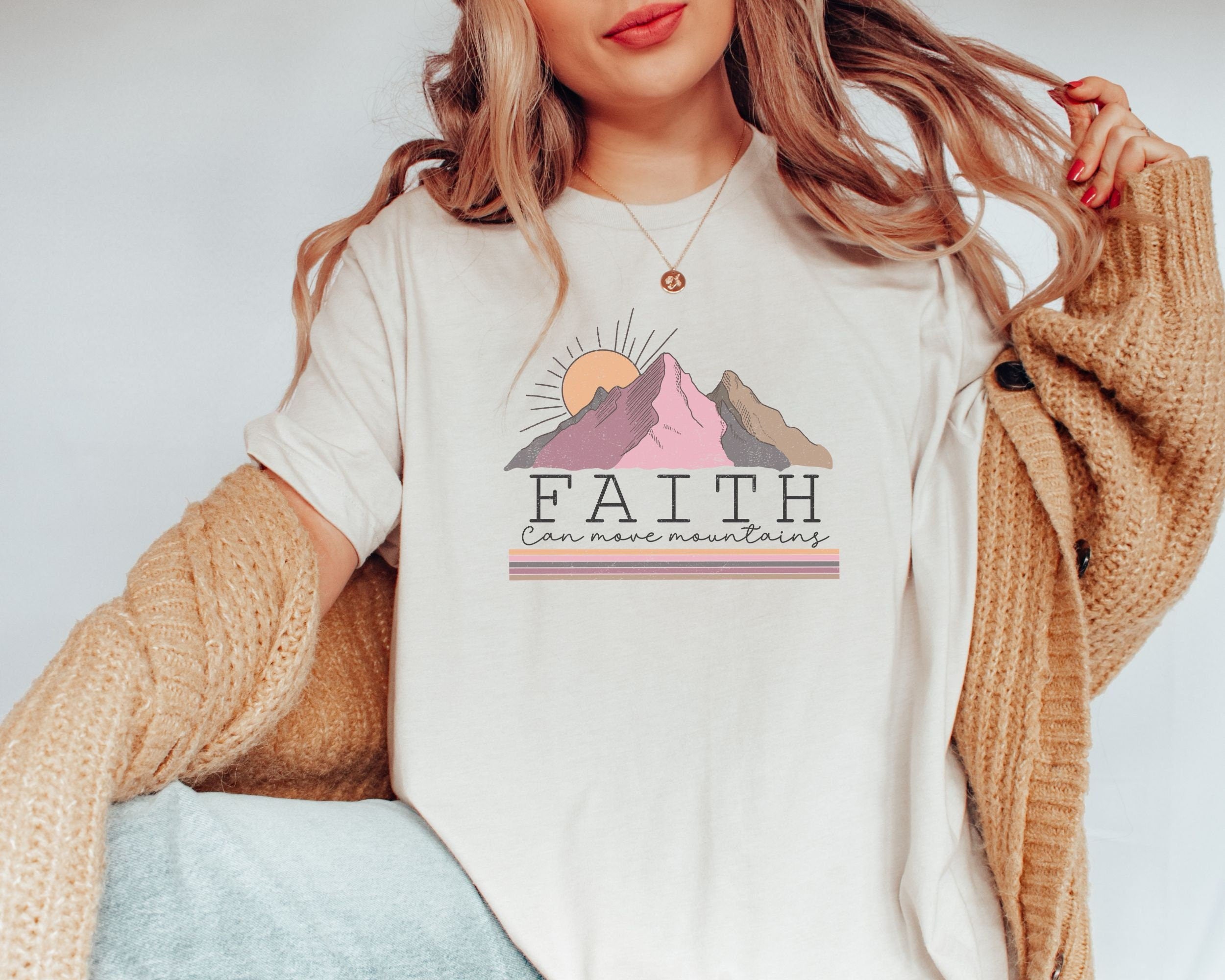 Faith Can Move Mountain Shirt Religious Shirt Christian Shirt Church Shirt Bible Verse Shirt Faith Shirt Inspirational ShirtWomen Tee Graphic Tee – Cozy Vibes · Must-Have Style
