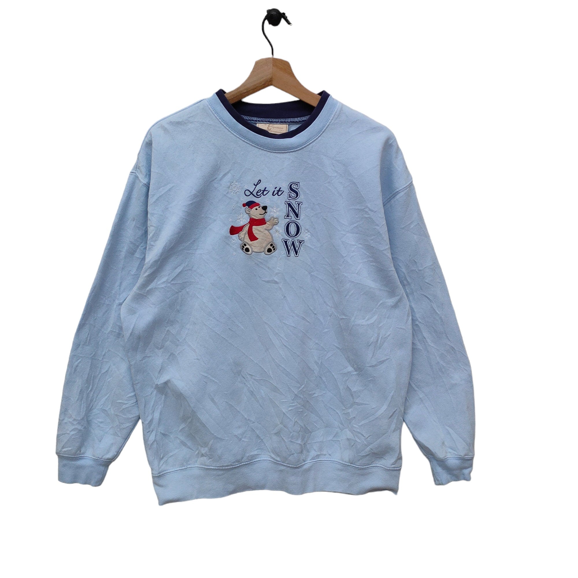 Y2K Christmas Sweatshirt Large Vintage MCcc Sportwear Let it Snow Sweater Jumper Crewneck White Size L Sweatshirt – Premium Graphic · Top Pick For Any Outfit