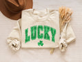Cute Lucky Glitter Clover Sweatshirt Lucky St Patrick39s Day Sweatshirt Shamrock Shirt Irish Shirt Women39s St Patricks Day Shirt Sweatshirt – Aesthetic Look · Trending Graphic Apparel