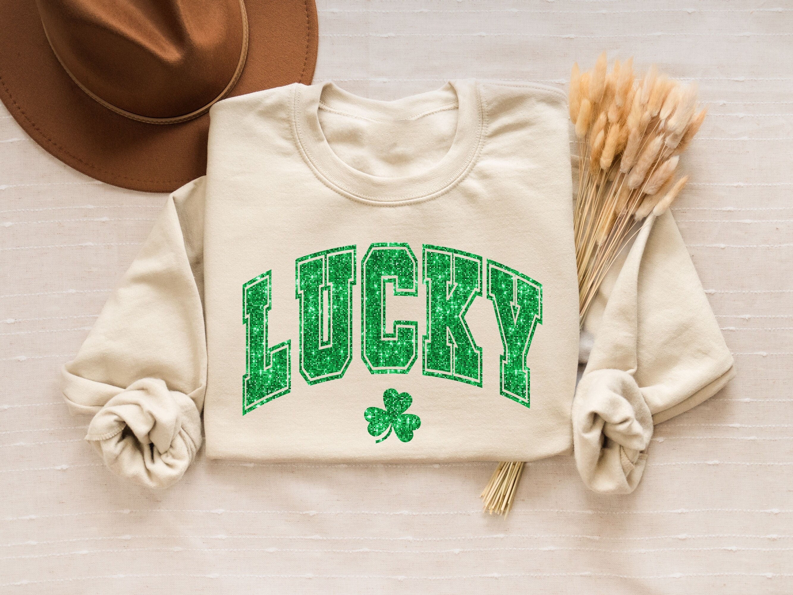 Cute Lucky Glitter Clover Sweatshirt Lucky St Patrick39s Day Sweatshirt Shamrock Shirt Irish Shirt Women39s St Patricks Day Shirt Sweatshirt – Aesthetic Look · Trending Graphic Apparel
