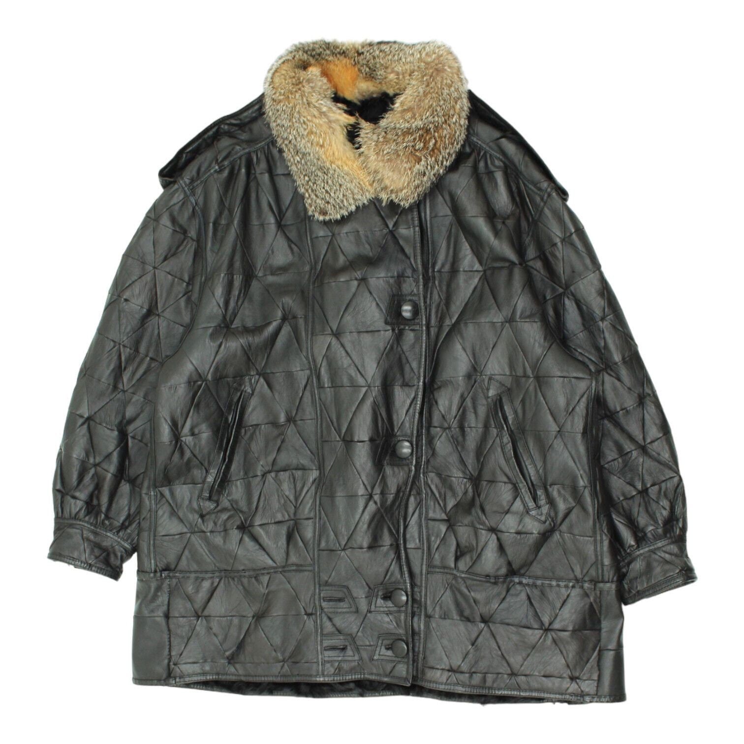Vintage Womens Black Fur Lined Leather Coat High End Luxury Overcoat VTG Graphic Tee – Aesthetic Look · High-Quality Print