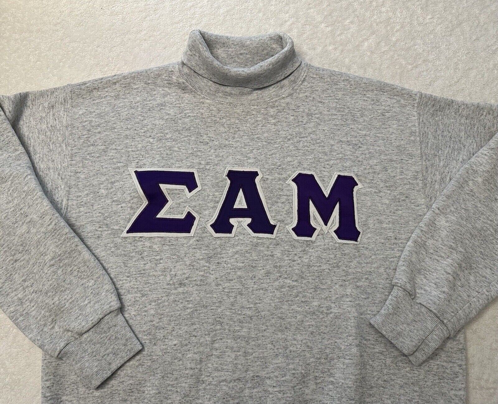 Vintage 1990s 90s Sigma Alpha Mu College Fraternity Turtleneck Sweatshirt L XL Sweatshirt – Cozy Vibes · Perfect For Daily Wear