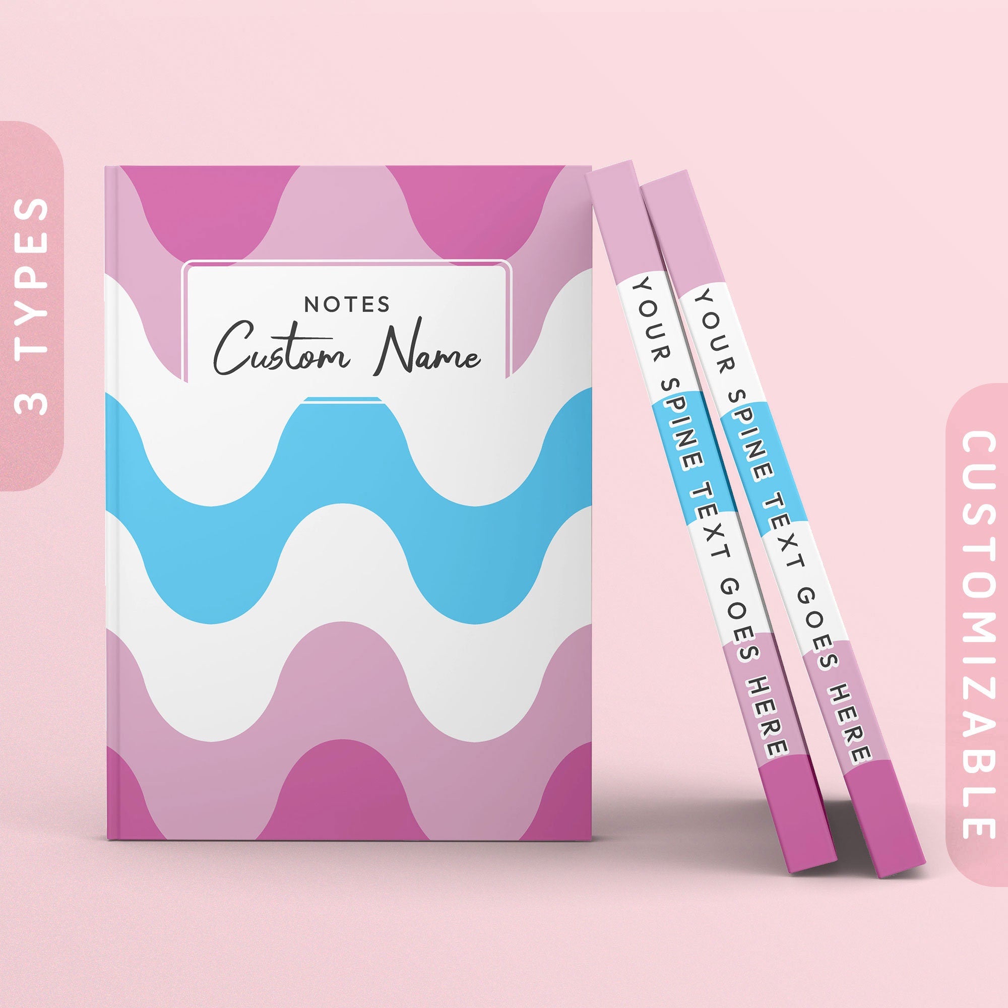 Personalized Subtle Femboy Journal Gay Femboy Pride Flag Color Waves Sketchbook Customizable Hardcover Notebook Custom Name Text Graphic Tee – Everyday Comfort · High-Quality Print