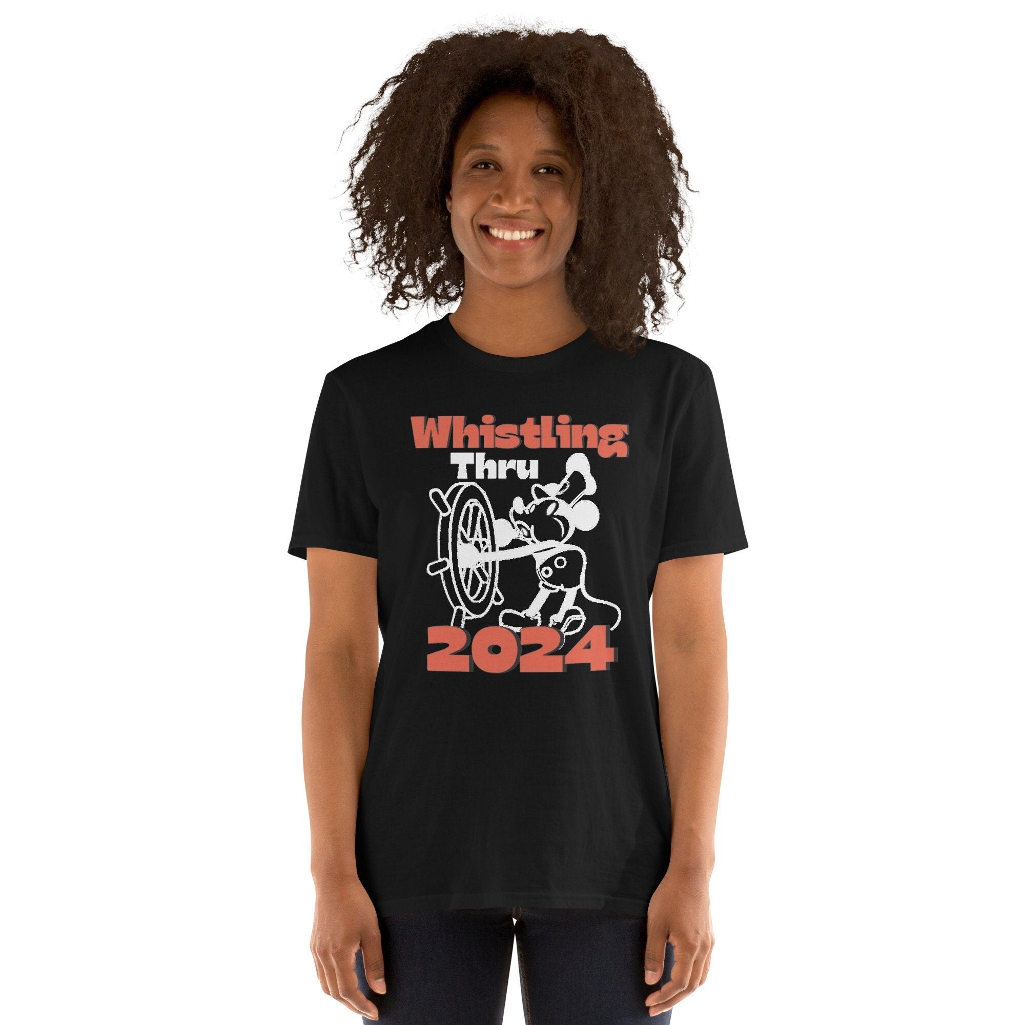 Mickey 2024 Whistling New Year Short Sleeve Unisex T Shirt Graphic Tee – Premium Graphic · Trending Graphic Apparel